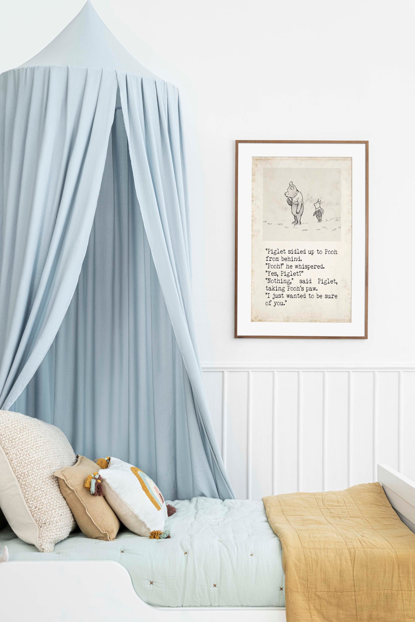 The House at Pooh Corner Winnie the Pooh Quote Unframed or Framed Nursery Wall Art Prints in Vintage Style with Pooh & Piglet Drawing