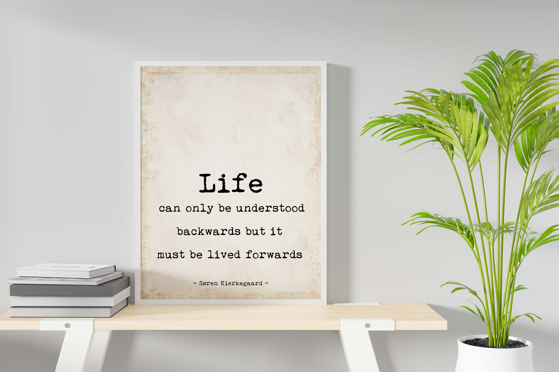 Soren Kierkegaard Quote Art Print – Black, White or Vintage Background Wall Decor