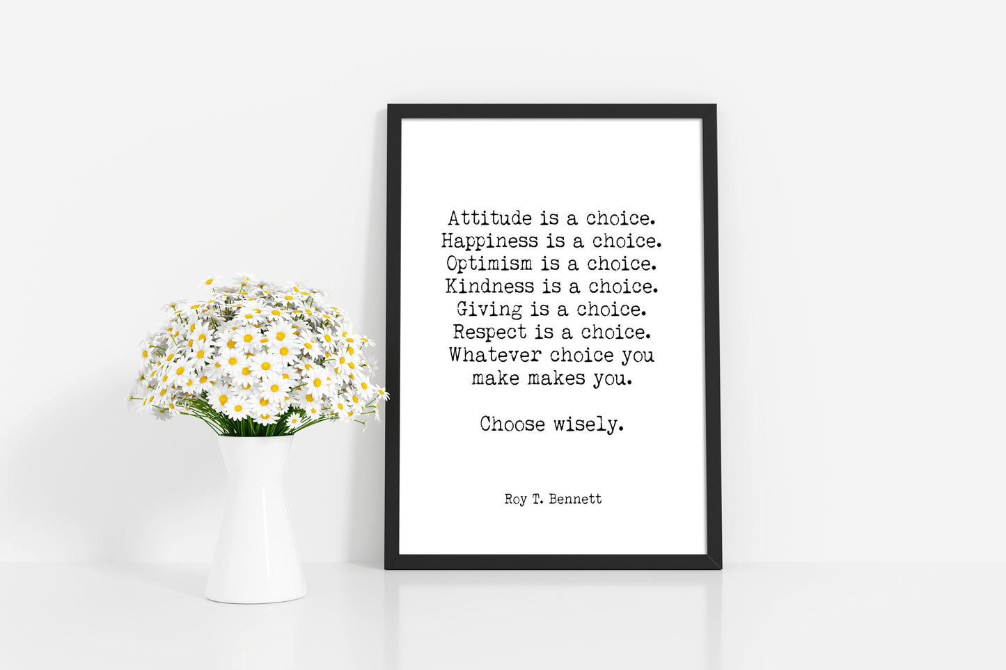 Roy T. Bennett Quote Print – Choose Wisely Poster, Typewriter Wall Art
