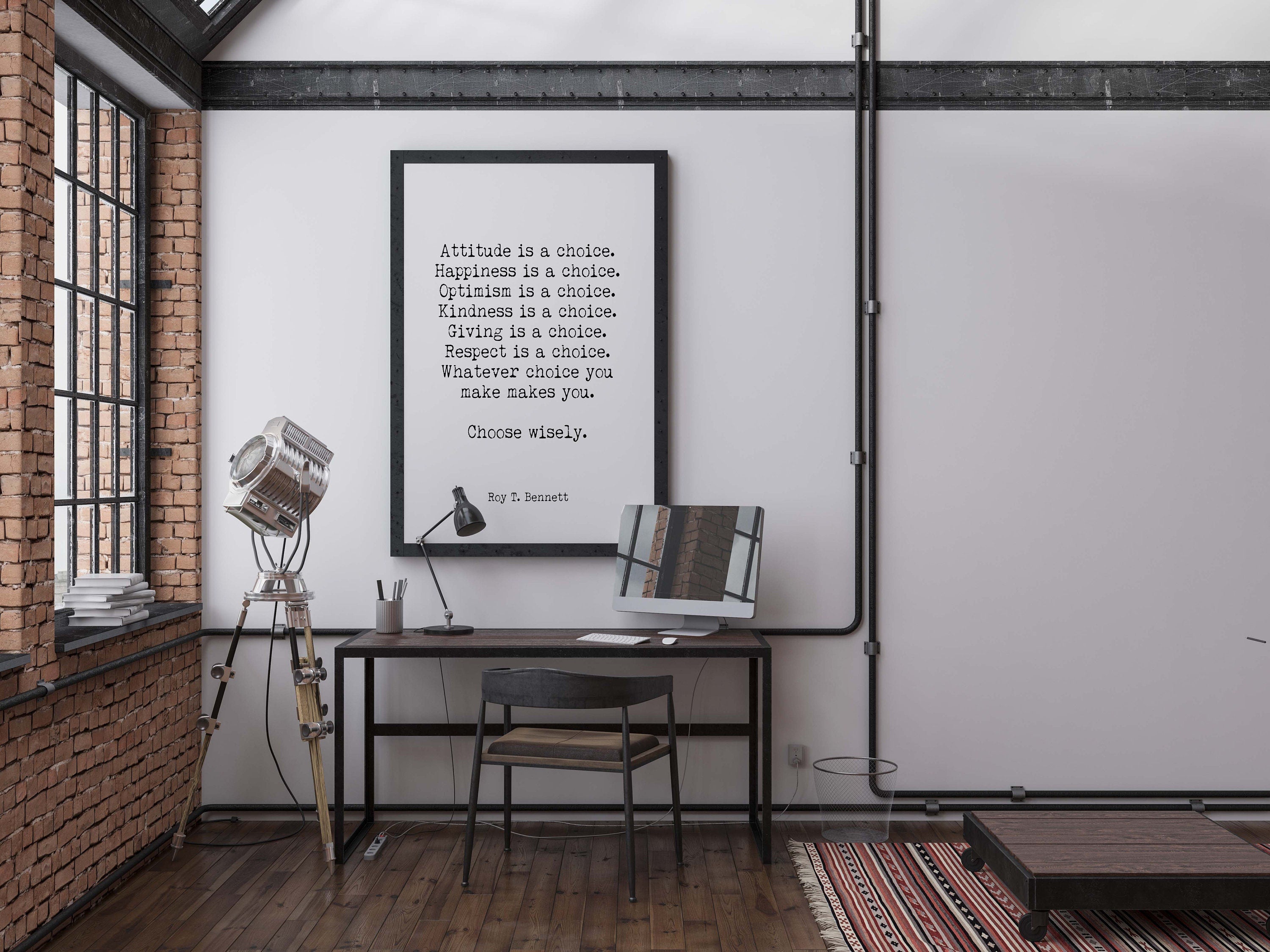 Roy T. Bennett Quote Print – Choose Wisely Poster, Typewriter Wall Art