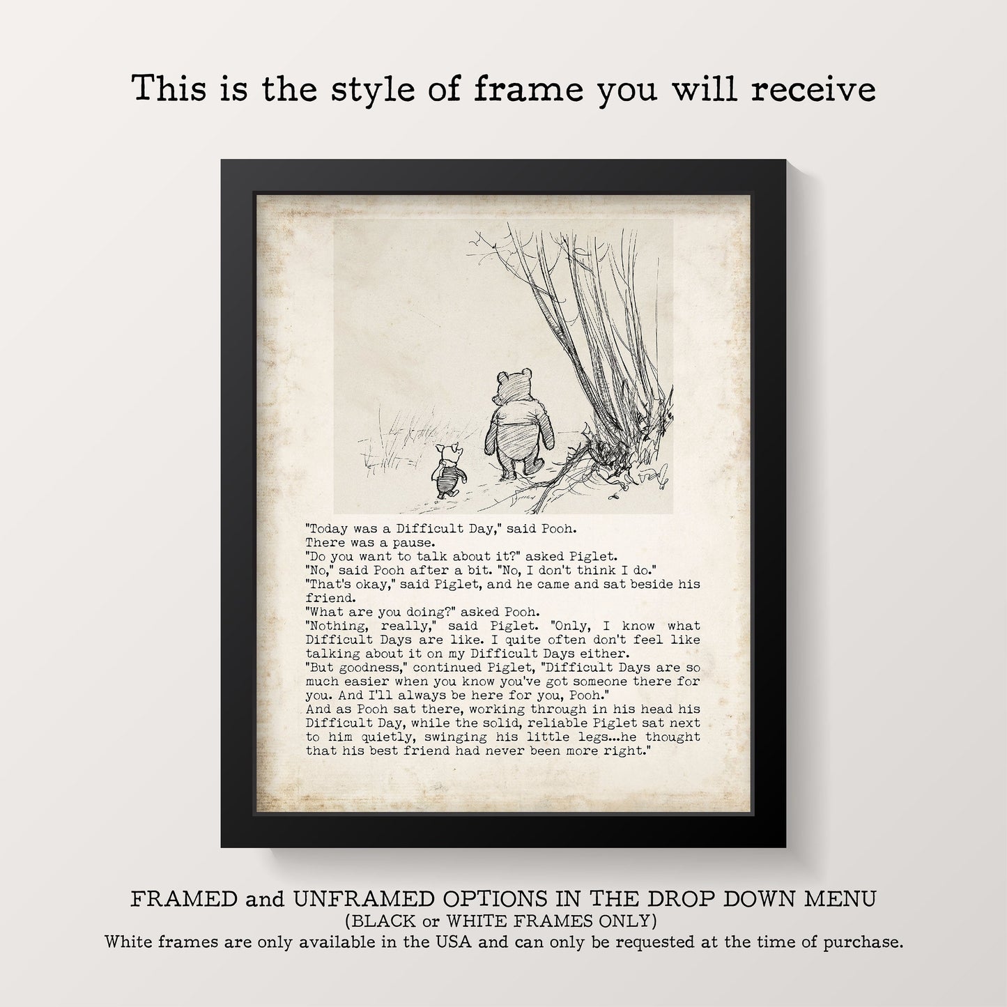 Winnie the Pooh Art – We Dream - AA Milne Quote Print Framed or Unframed