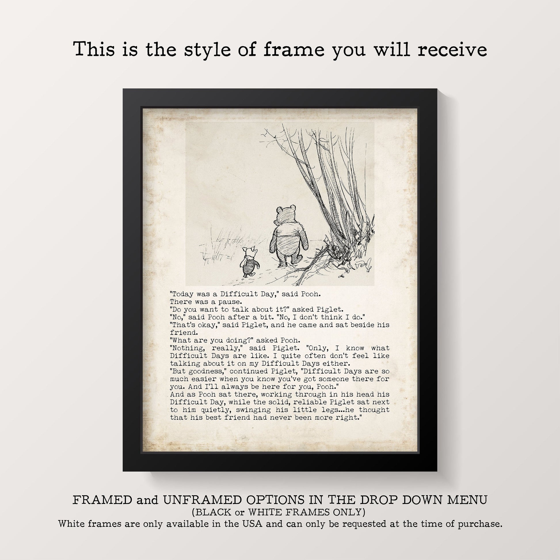 Winnie the Pooh Art – We Dream - AA Milne Quote Print Framed or Unframed
