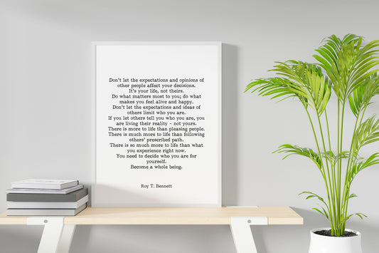 Roy T. Bennett Quote Print - Motivational Wall Art - Authentic Living Self Growth Decor - Modern Typography Poster, Framed or Unframed Art