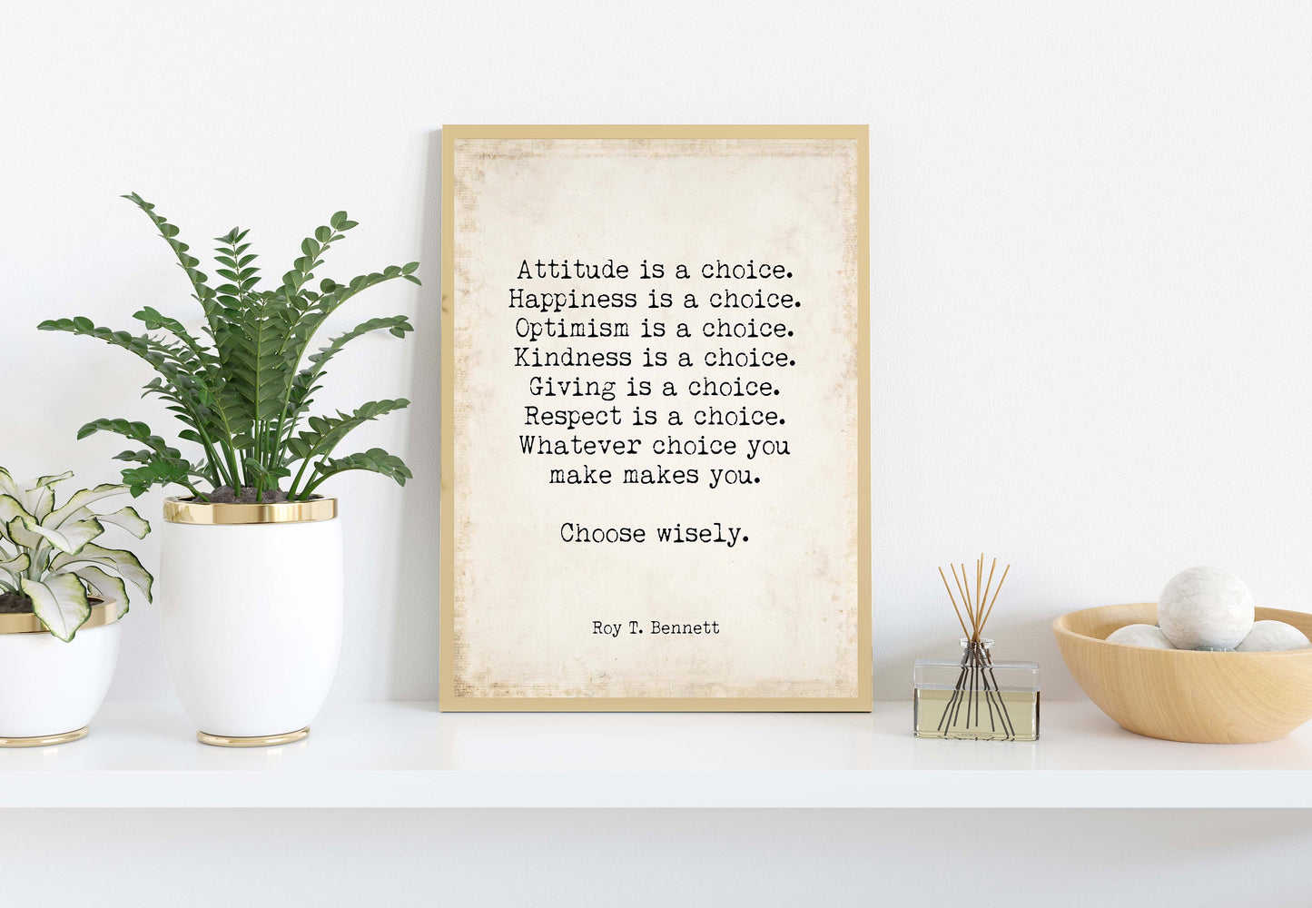 Roy T. Bennett Quote Print – Choose Wisely Poster, Typewriter Wall Art