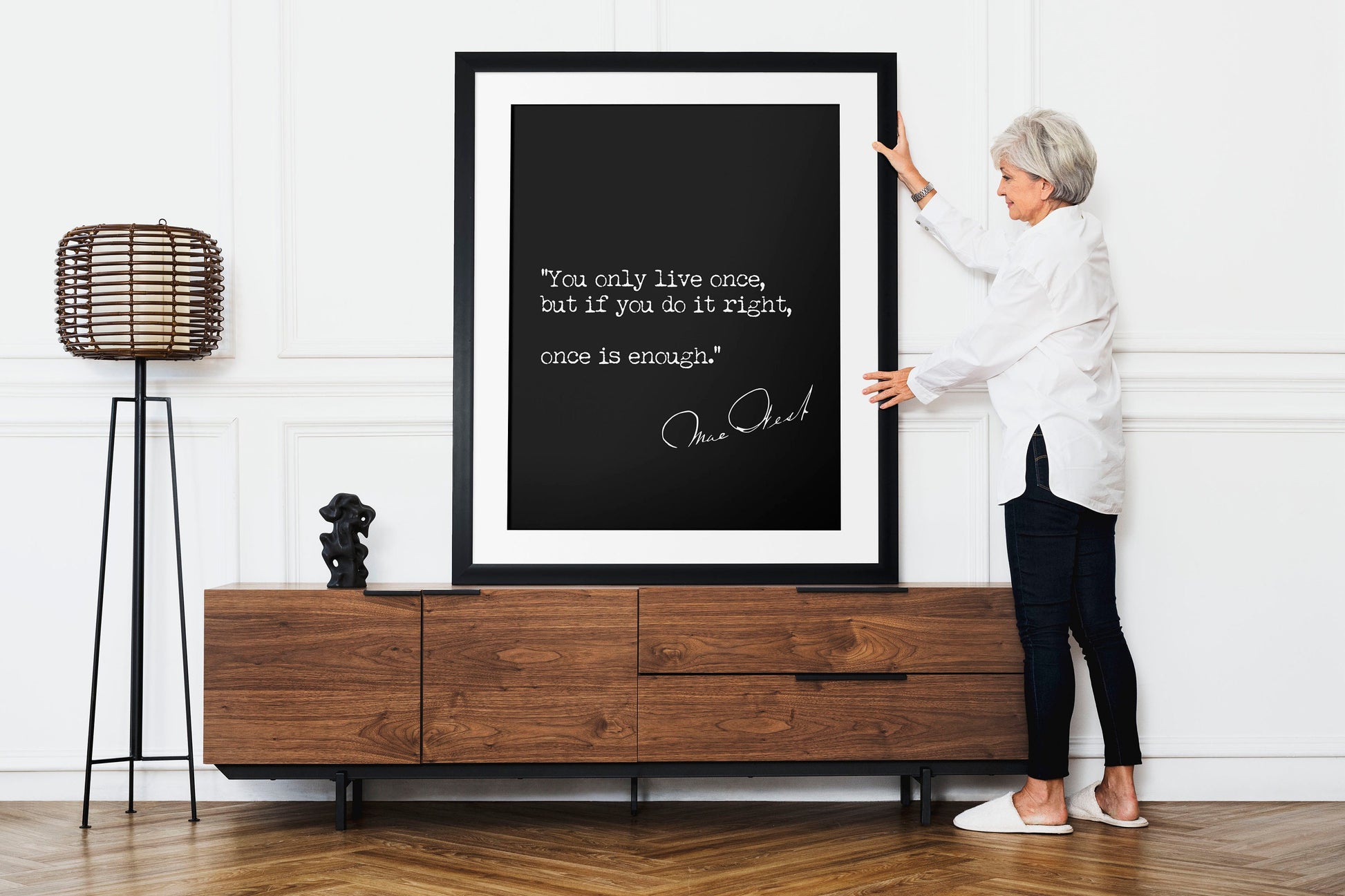You only live once Mae West Quote Word Art Poster, Signature Print