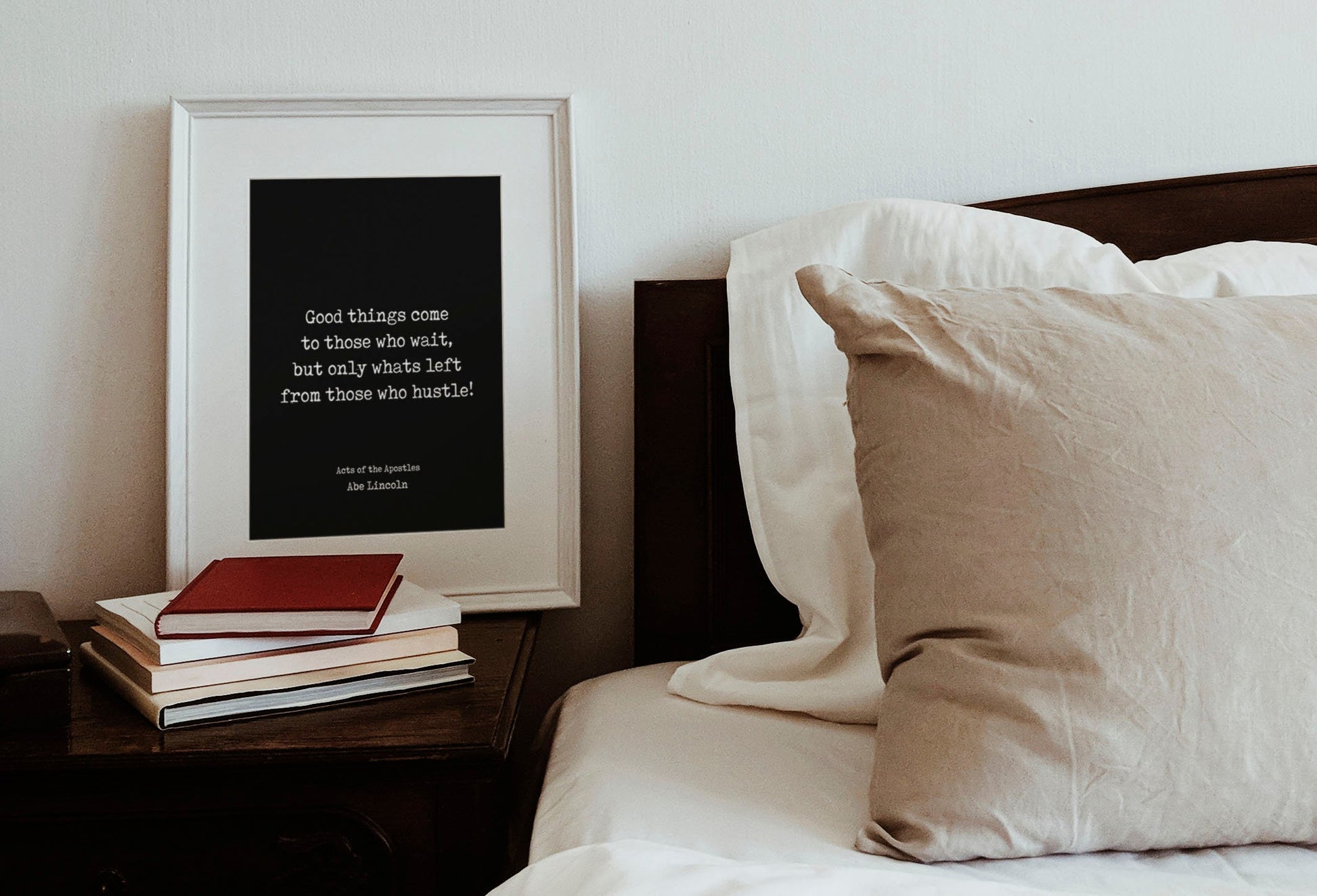 Hustle Quote Print – Good Things Come to Those Who Hustle – Motivational Wall Art, Typewriter Style