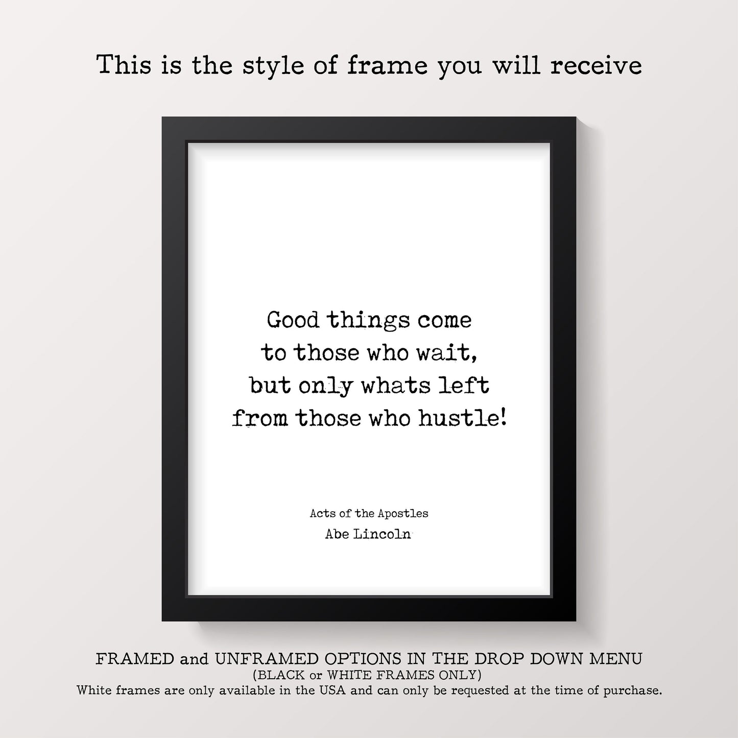 Hustle Quote Print – Good Things Come to Those Who Hustle – Motivational Wall Art, Typewriter Style