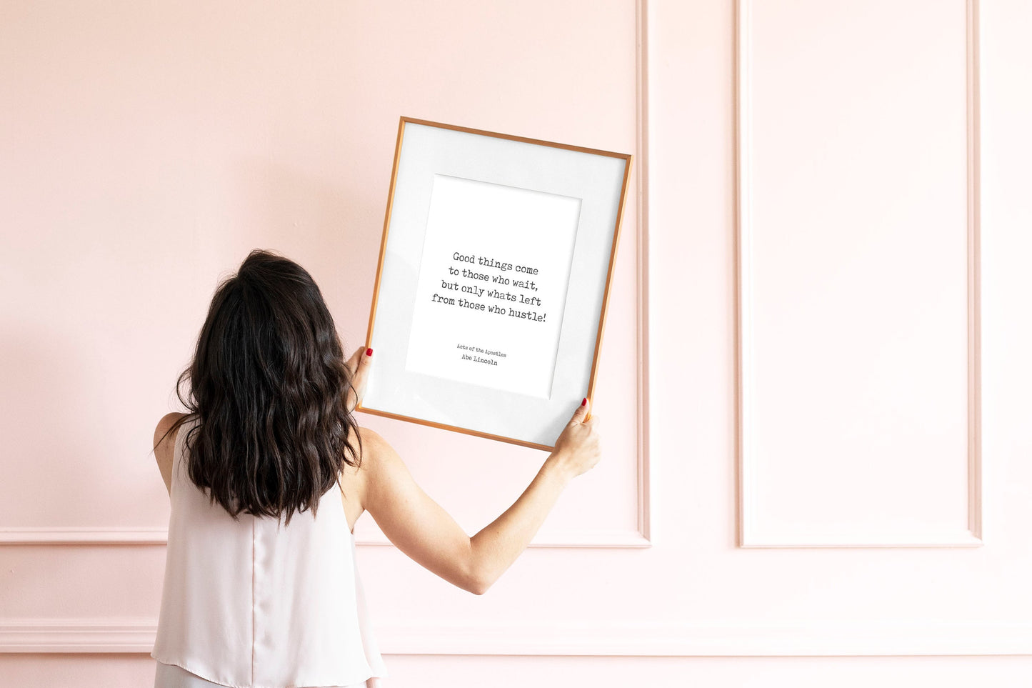 Hustle Quote Print – Good Things Come to Those Who Hustle – Motivational Wall Art, Typewriter Style