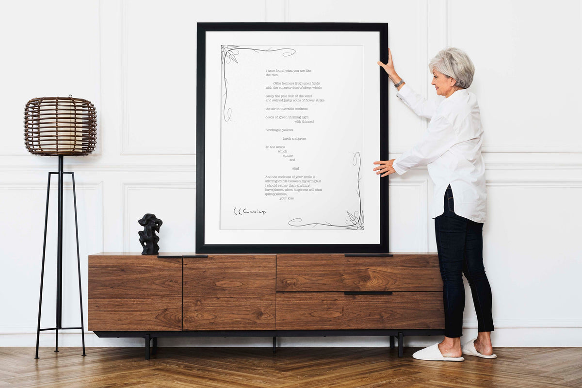 Love Poem by e e cummings I have found what you are like art print, Romantic Unframed & Framed Art Quote Wall Decor