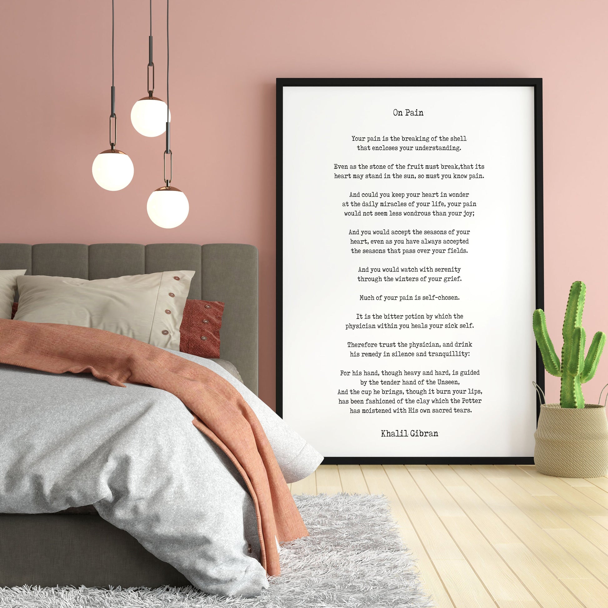 On Pain Kahlil Gibran Wall Art Prints Framed or Unframed in Black & White, Literary Wall Art Decor