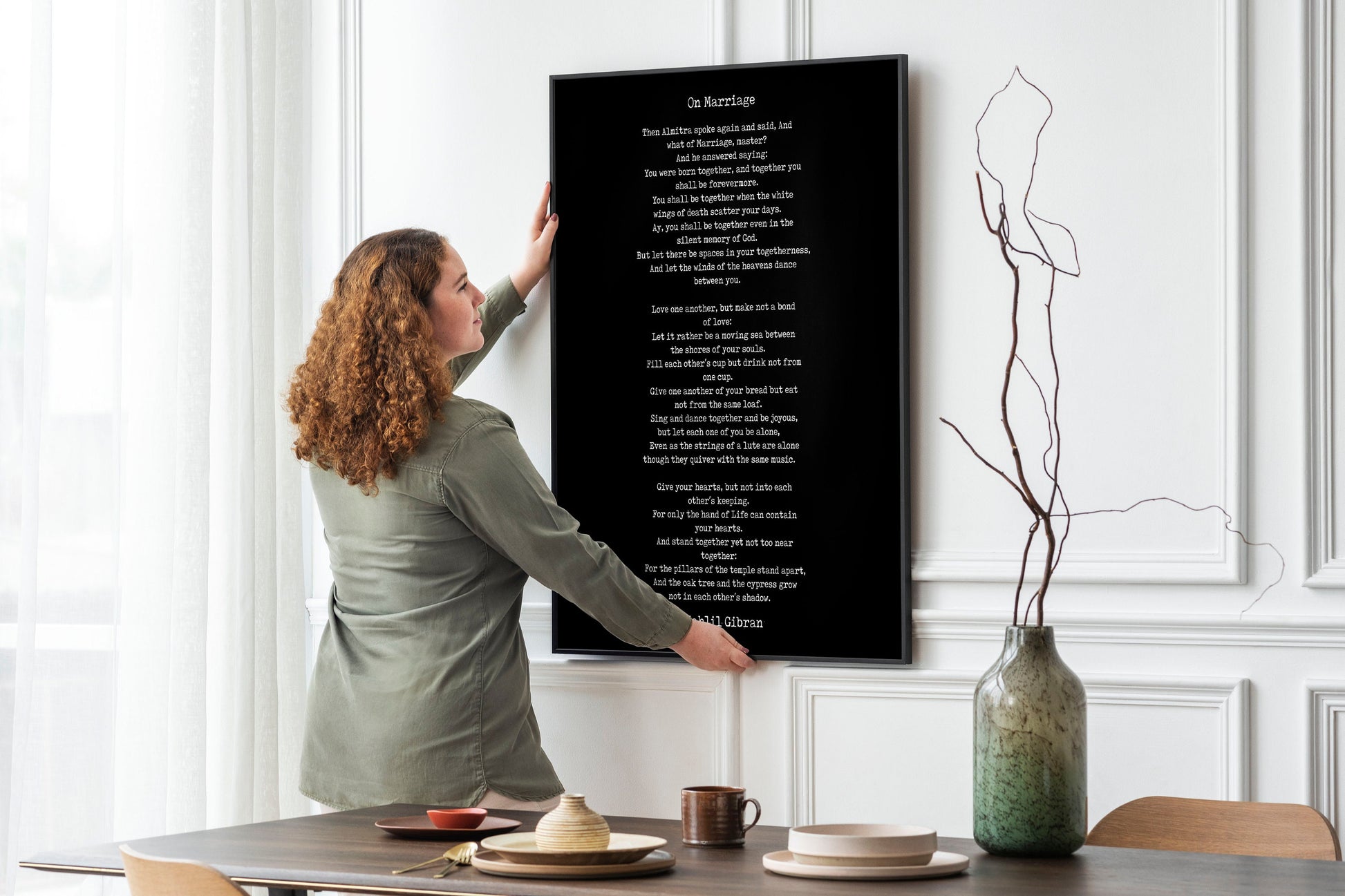 On Marriage Poem Kahlil Gibran Wall Art Prints Framed or Unframed in Vintage or Black & White, Love Poetry Literary Wall Art Decor