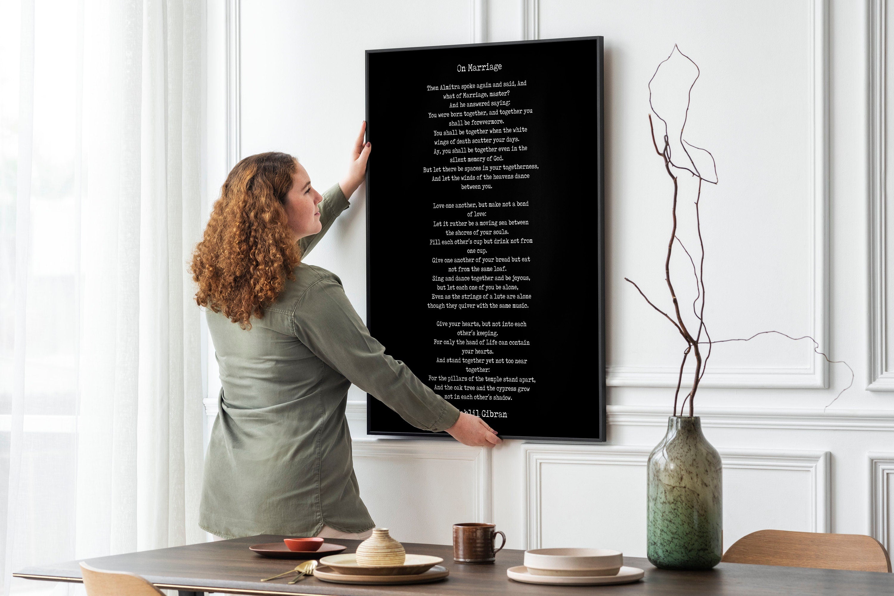 On Marriage Poem Kahlil Gibran Wall Art Prints Framed or Unframed in Vintage or Black & White, Love Poetry Literary Wall Art Decor