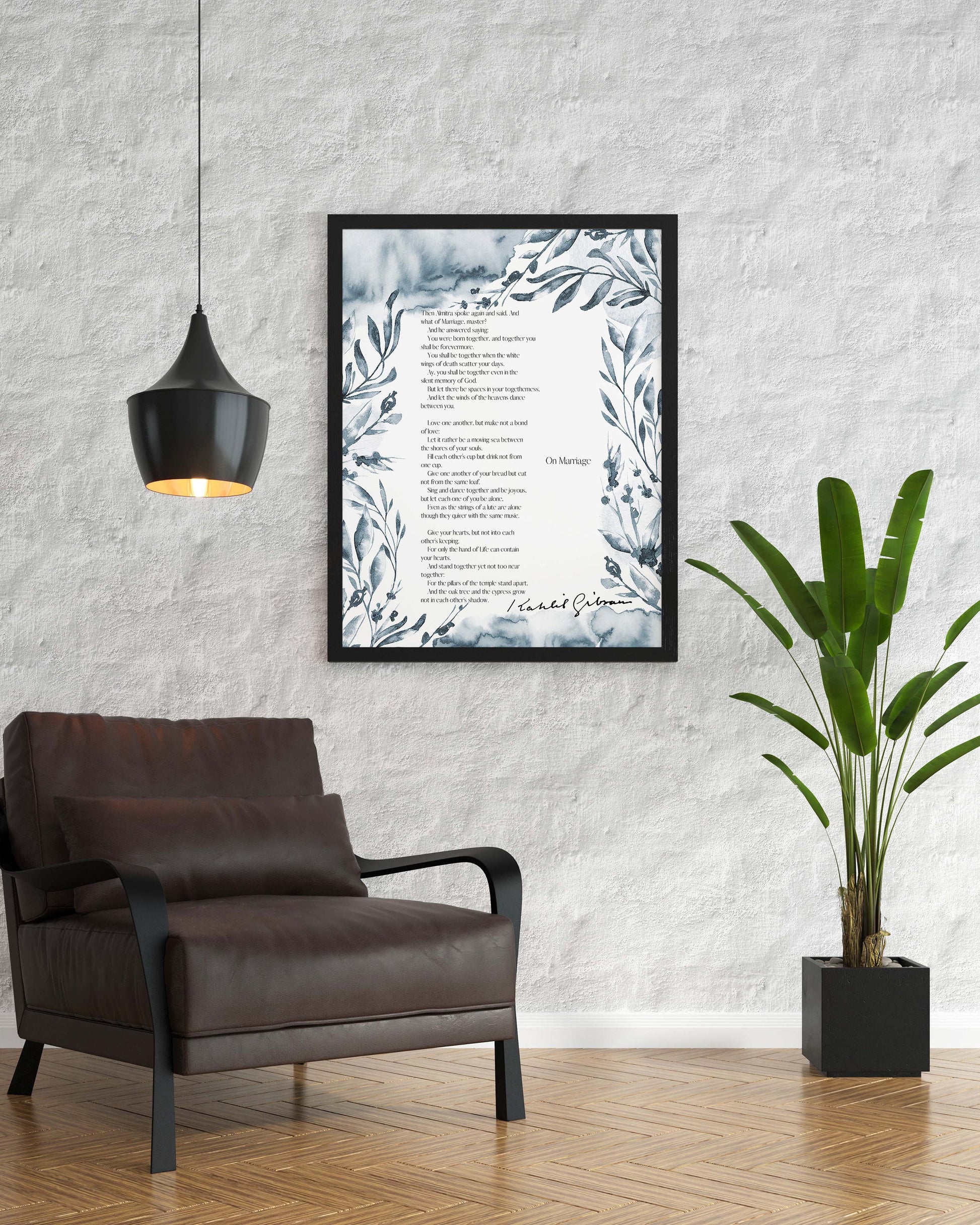 Kahlil Gibran On Marriage Quote Print Botanical Literary Wall Art