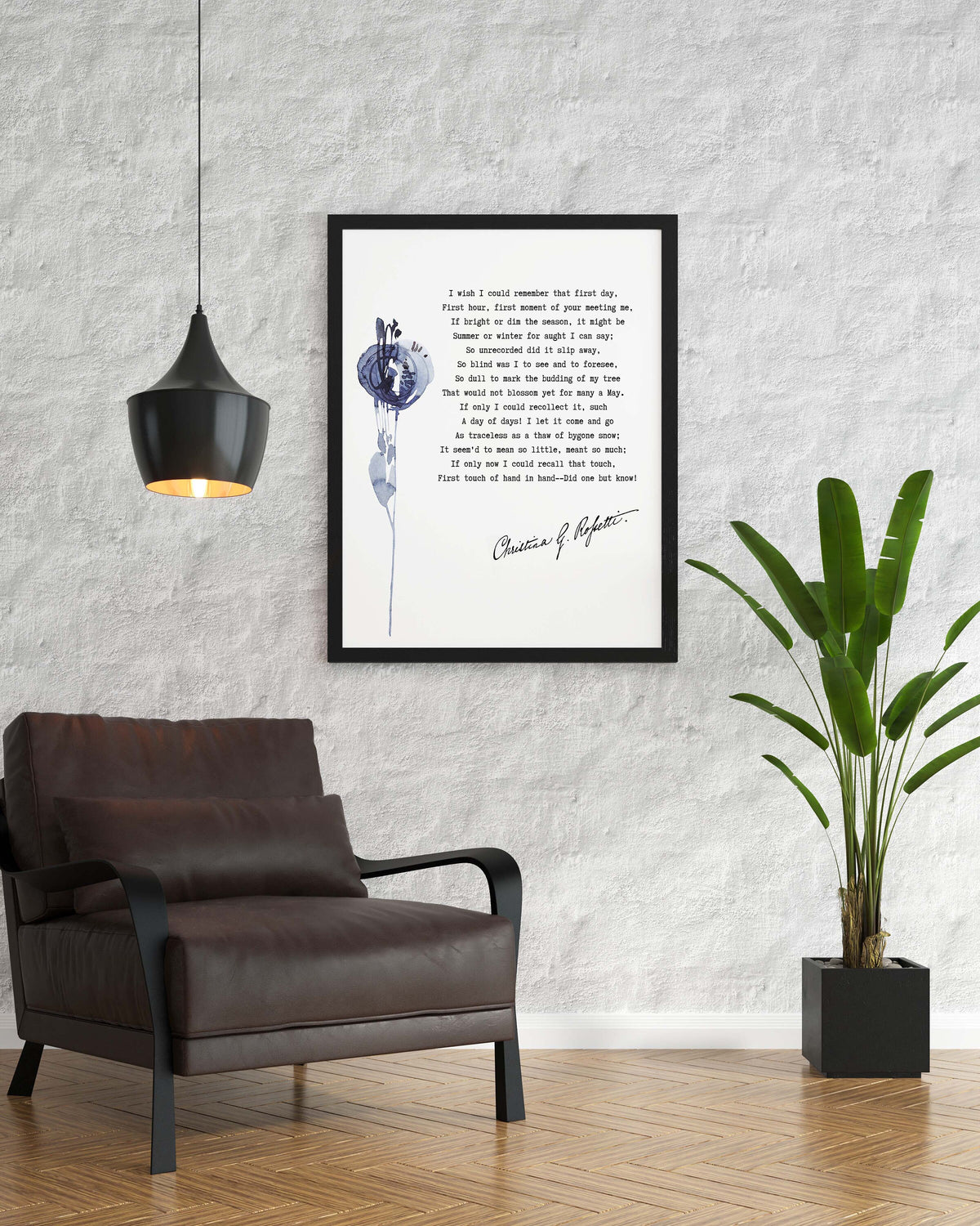 Christina Rossetti I wish I could remember Poem Print, Wedding Anniversary Gift Wall Art