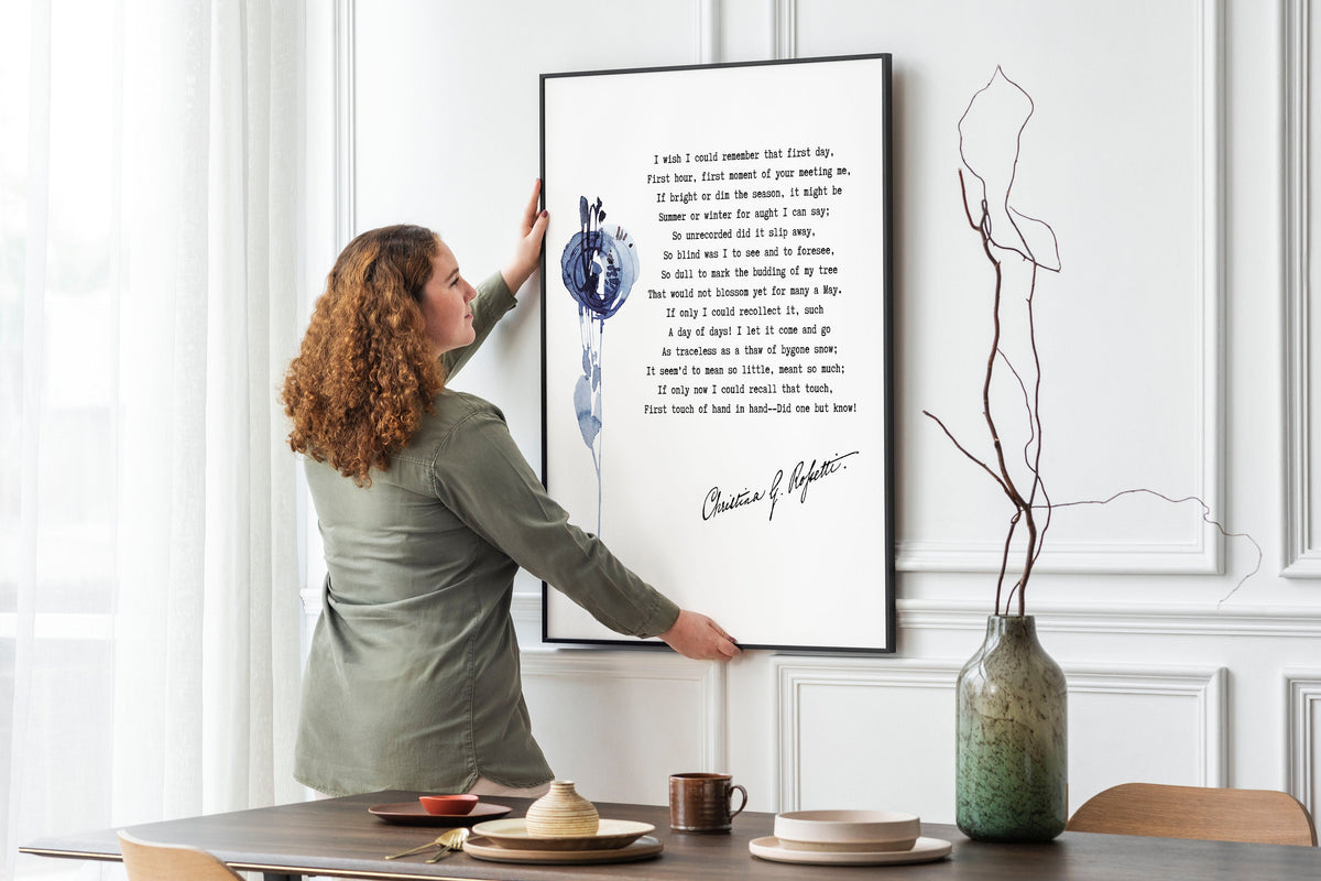 Christina Rossetti I wish I could remember Poem Print, Wedding Anniversary Gift Wall Art