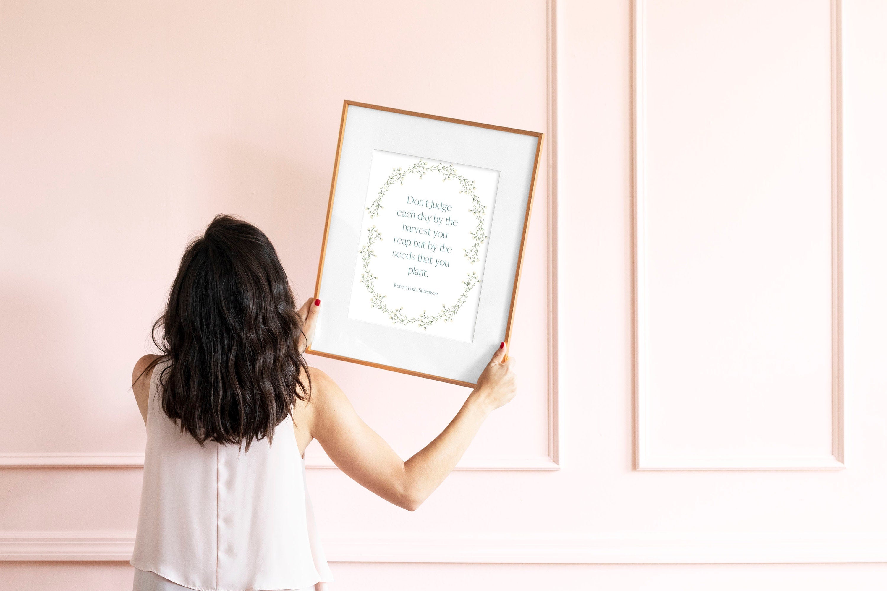 Robert Louis Stevenson Quote Art Print 'Don't judge each day by the harvest you reap but by the seeds that you plant' Unframed & Framed Art
