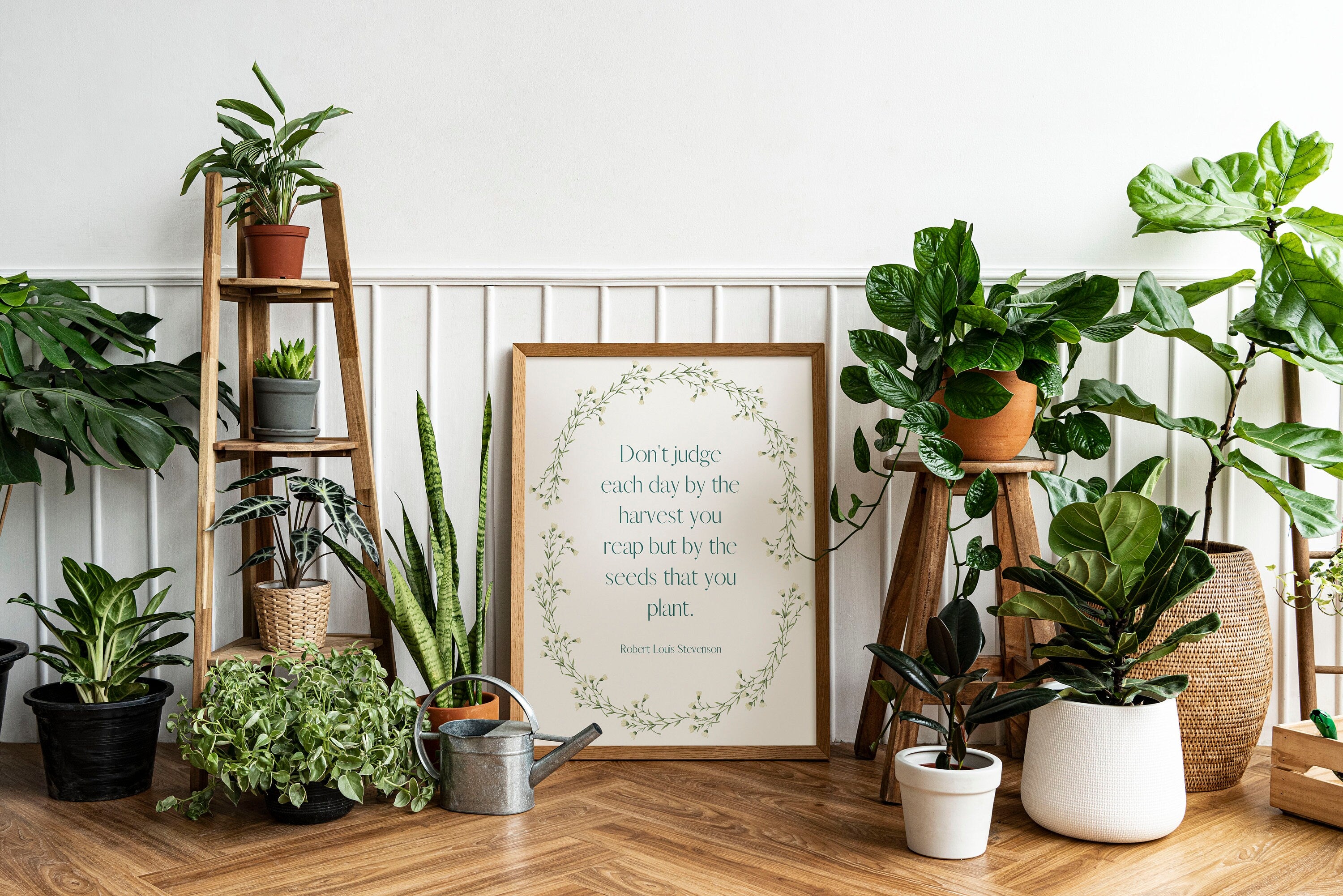 Robert Louis Stevenson Quote Art Print 'Don't judge each day by the harvest you reap but by the seeds that you plant' Unframed & Framed Art
