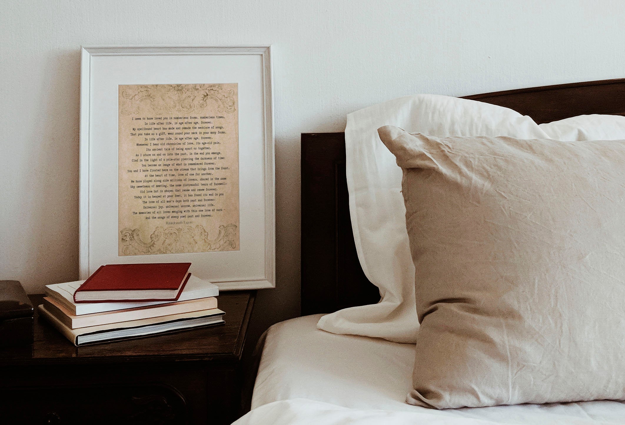 Rabindranath Tagore Poem Print - Unending Love Poetry Print in a Vintage Style Unframed and Framed Art, I seem to have loved you