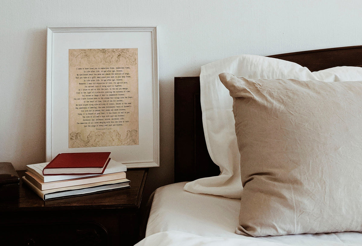 Vintage Tagore Love Poem Print – Eternal Romance Quote Wall Art, Aged Paper Literary Poster