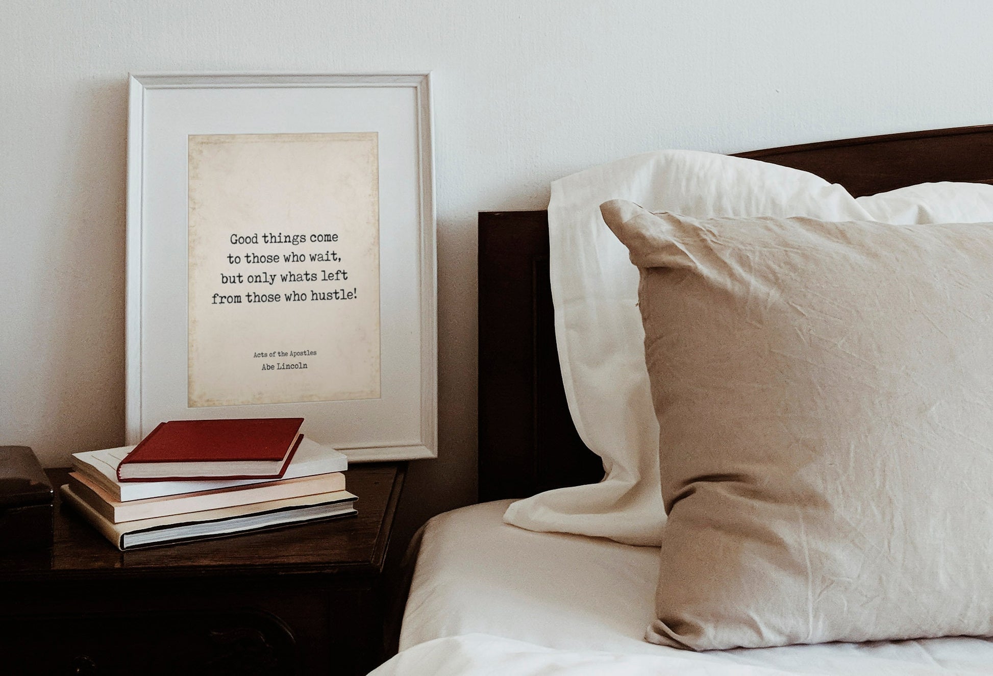 Hustle Quote Print – Good Things Come to Those Who Hustle – Motivational Wall Art, Typewriter Style