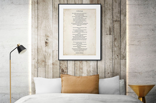 On Marriage Poem Kahlil Gibran Wall Art Prints Framed or Unframed in Vintage or Black & White, Love Poetry Literary Wall Art Decor