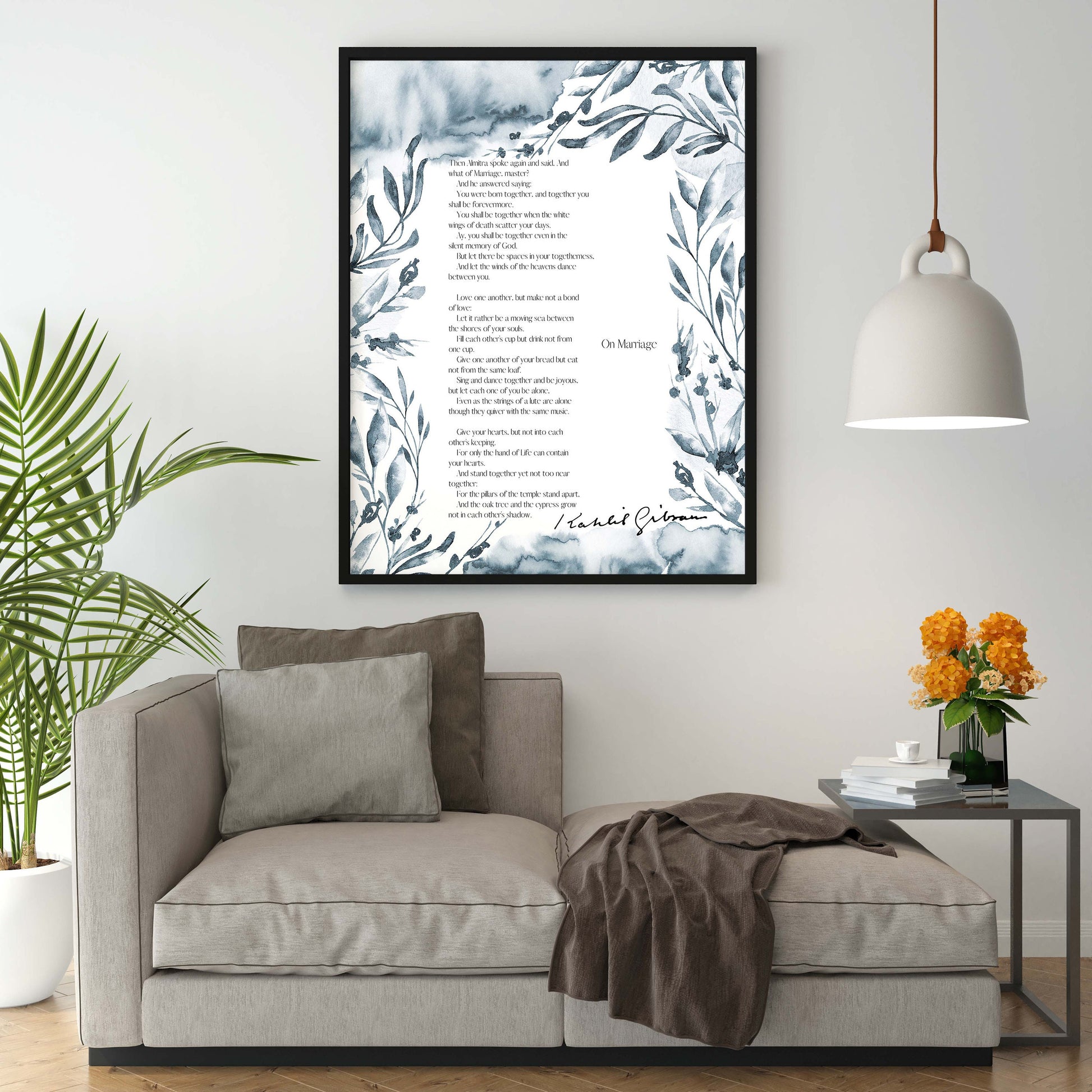 Kahlil Gibran On Marriage Quote Print Botanical Literary Wall Art