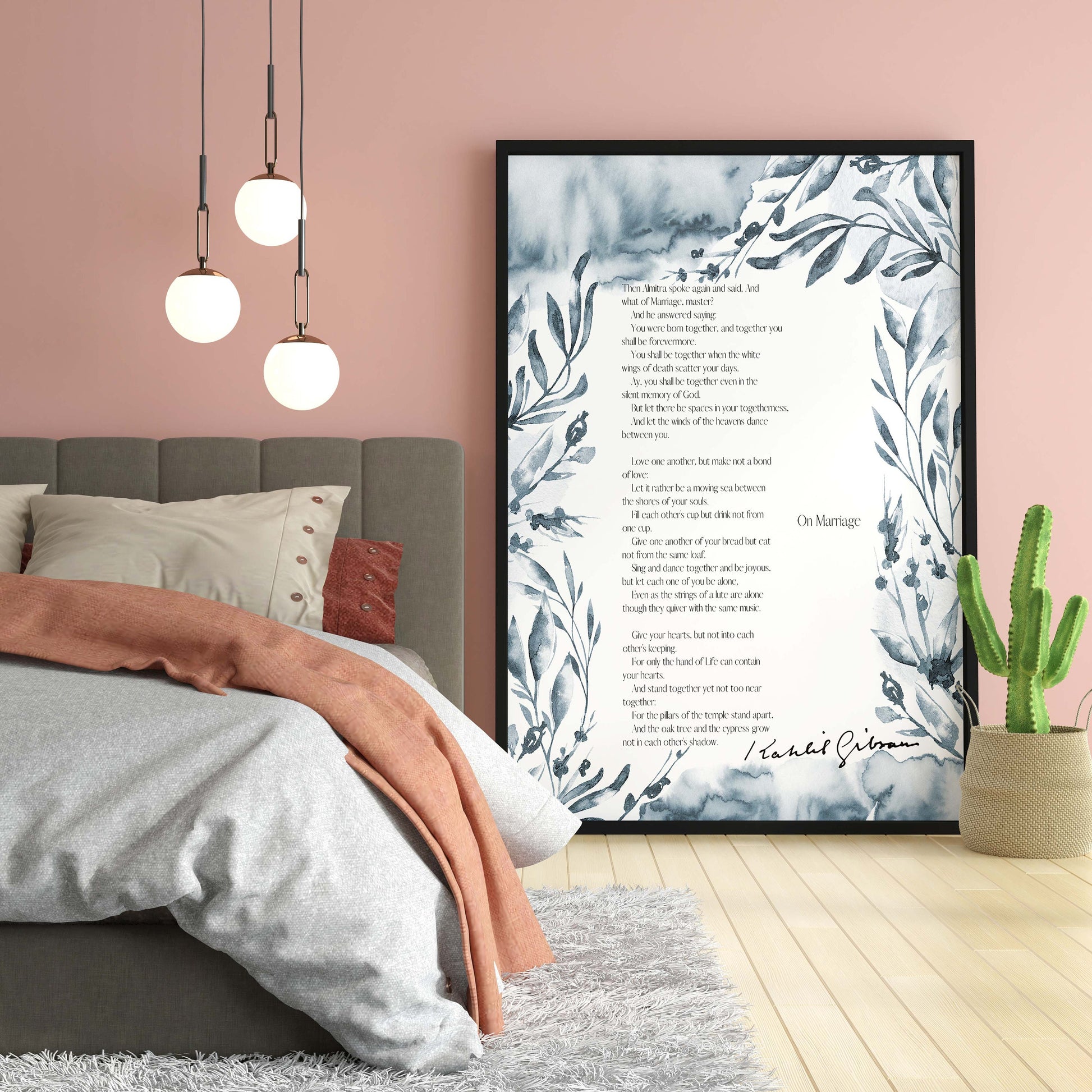 Kahlil Gibran On Marriage Quote Print Botanical Literary Wall Art