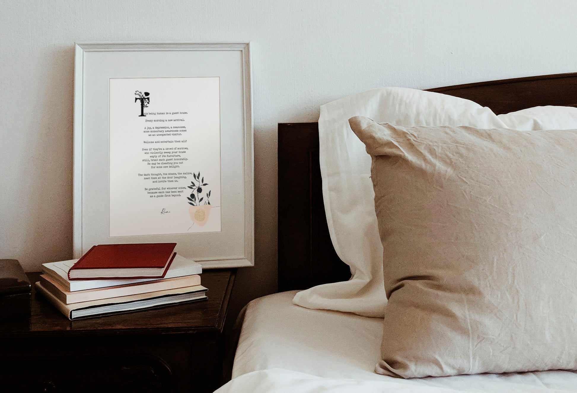 Guest House Rumi Inspirational Poetry Wall Art, Guesthouse Poem Minimalist Print Wall Decor