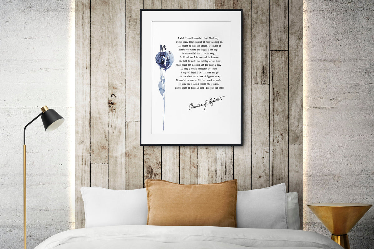 Christina Rossetti I wish I could remember Poem Print, Wedding Anniversary Gift Wall Art