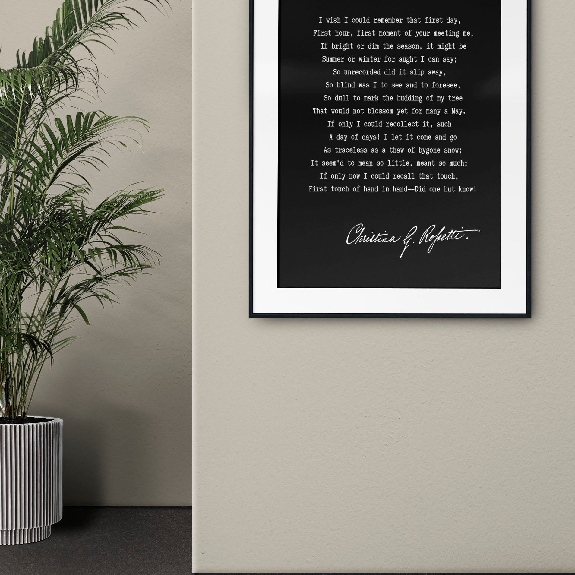Christina Rossetti Poem Print – "I Wish I Could Remember" – Literary Wall Art – Romantic Poetry Quote – Victorian Style Decor, Black & White