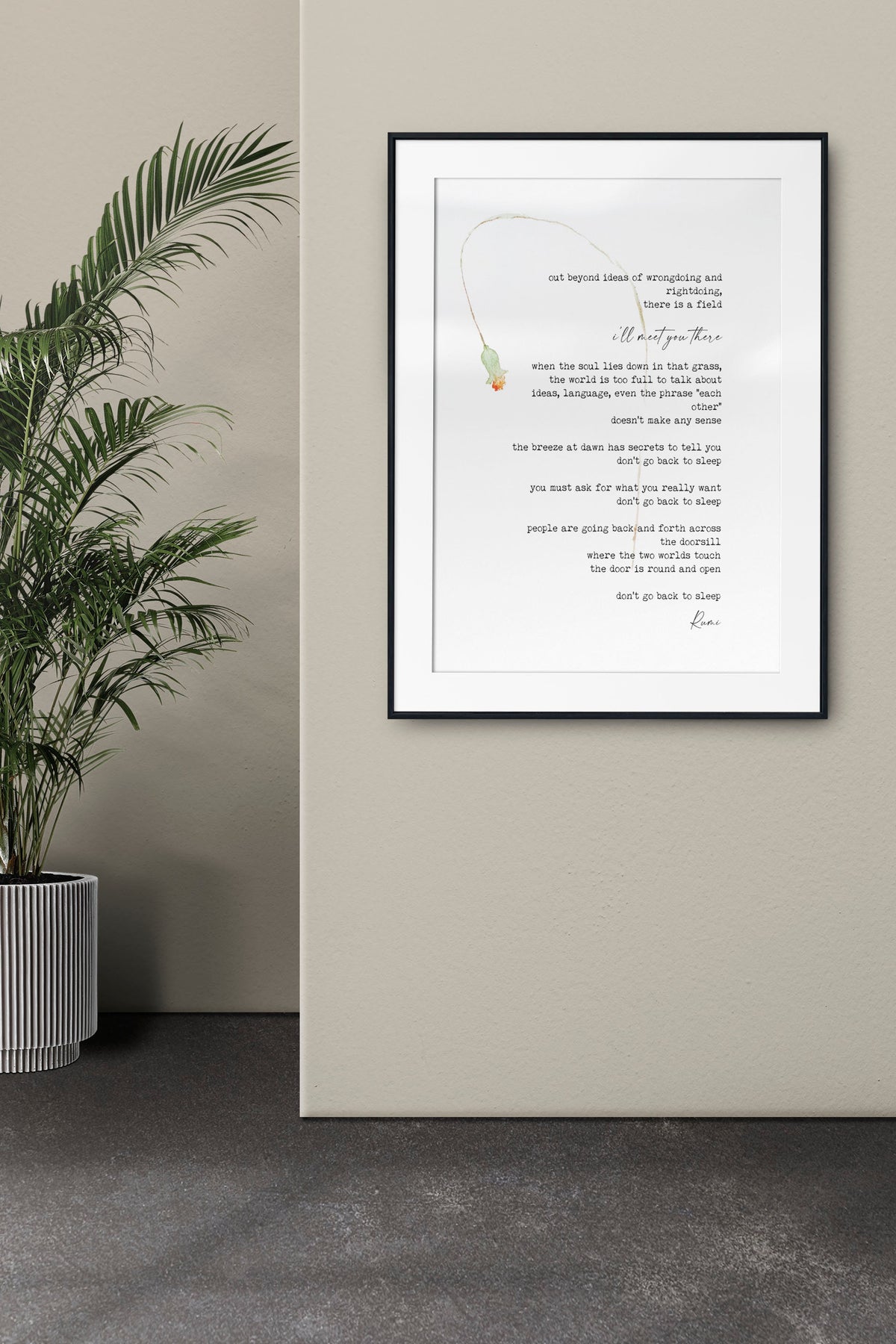 Rumi Poem Wall Art Out Beyond Ideas Quote Print