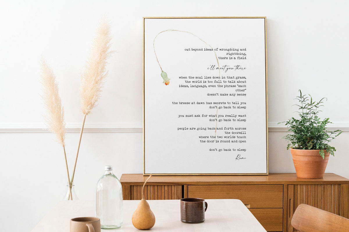 Rumi Poem Wall Art Out Beyond Ideas Quote Print