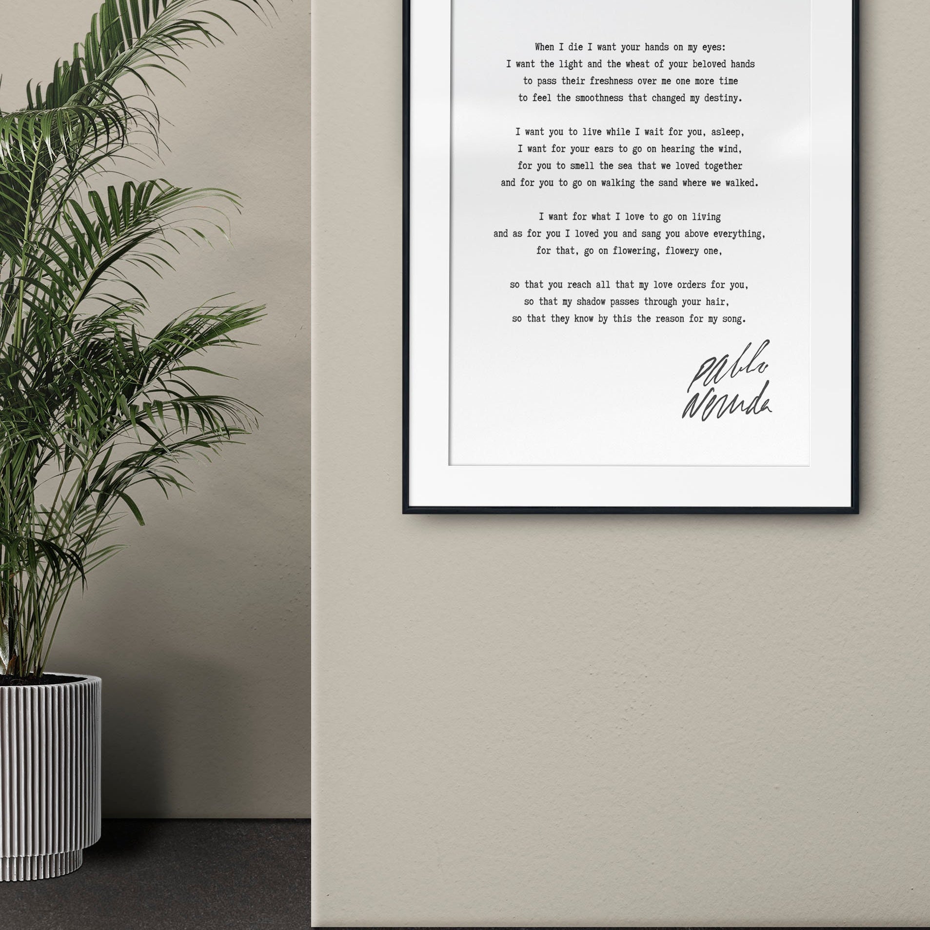 Pablo Neruda Love Poem Art Print Minimalist Literary Wall Art
