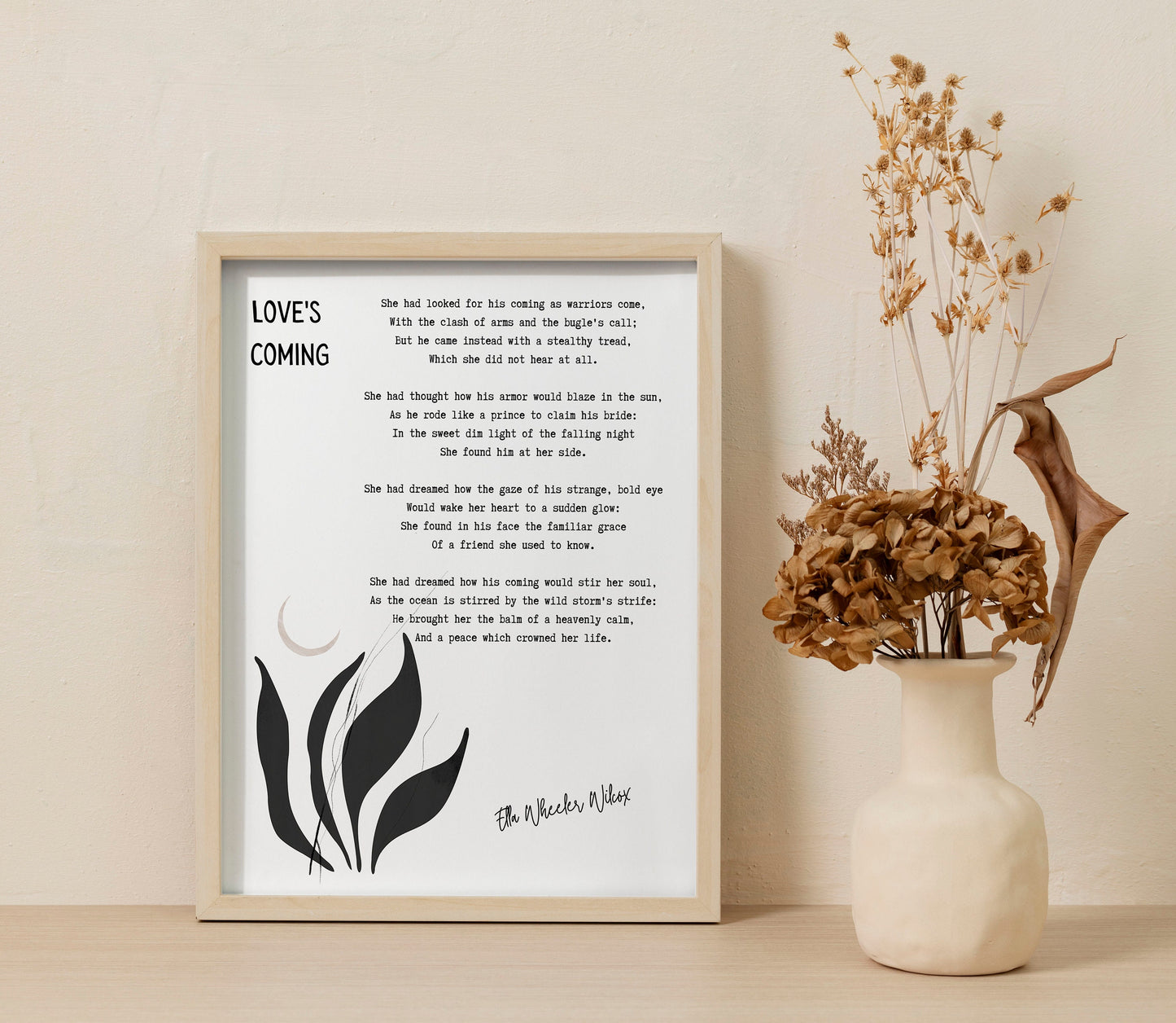 Love's Coming Poem Ella Wheeler Wilcox Wall Art Print, Modern Watercolour Nature Literary Gift Poetry Print