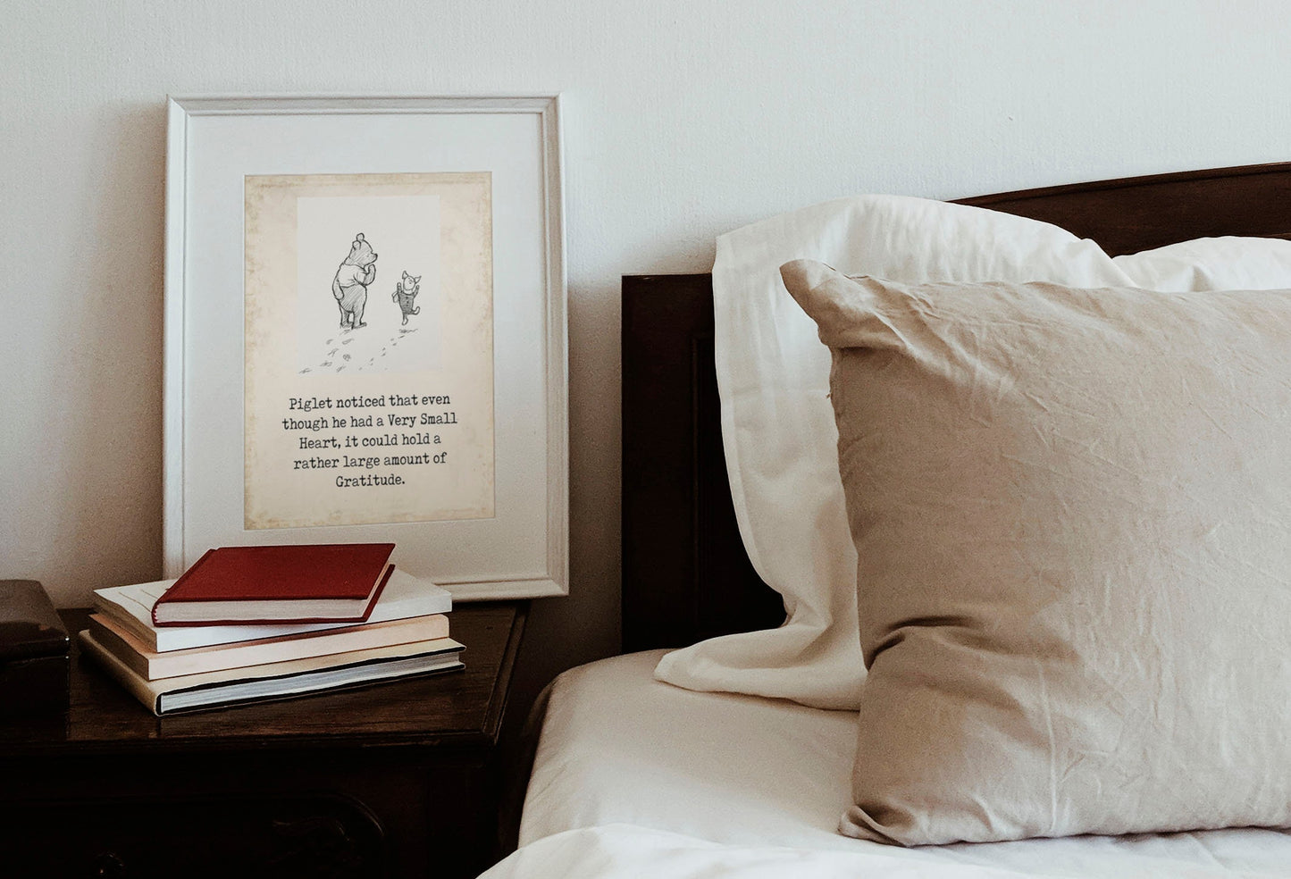 Winnie the Pooh Art Gratitude Quote Print – Piglet Wall Decor – Framed or Unframed