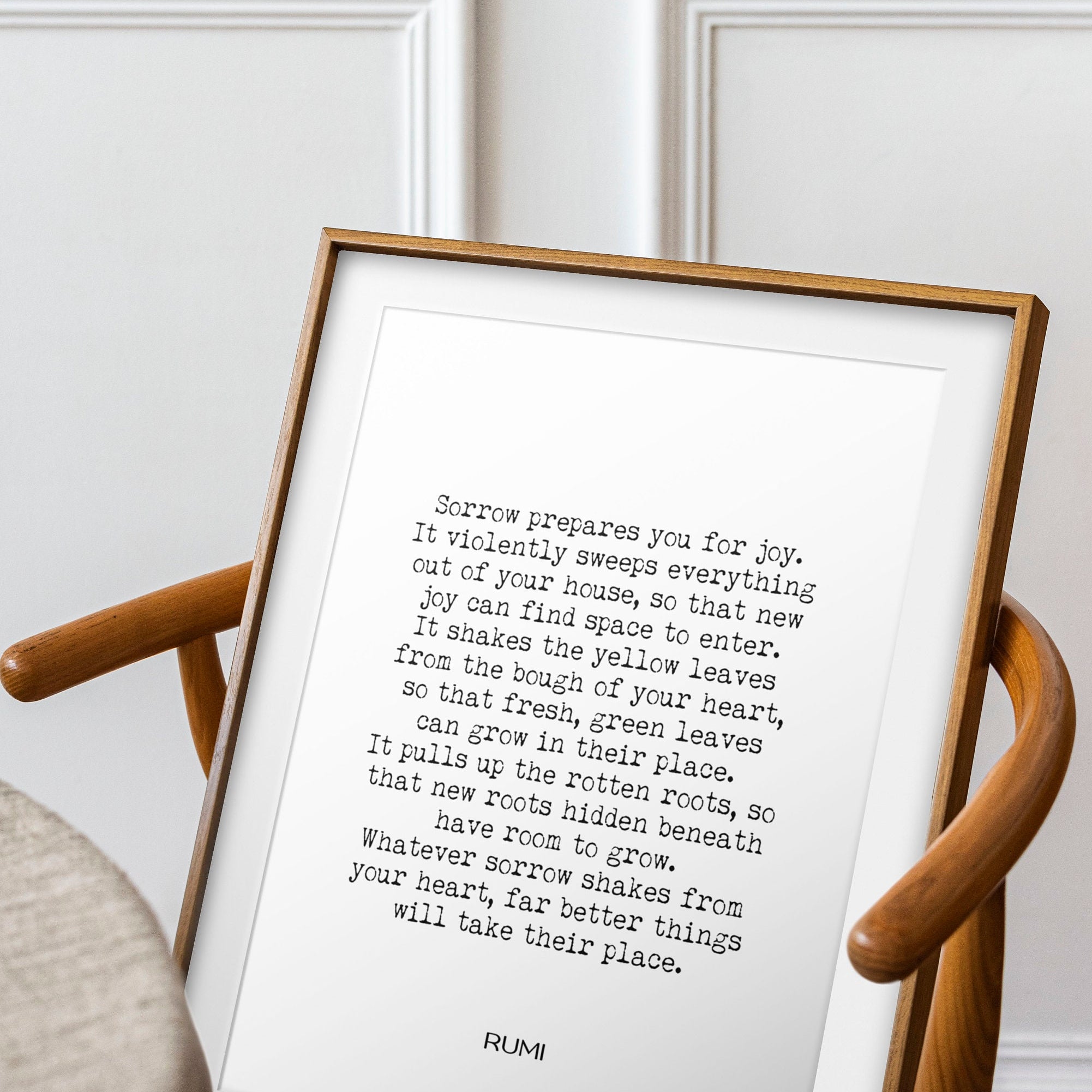 Rumi Quote Print – “Sorrow Prepares You for Joy” Minimalist Literary Wall Art