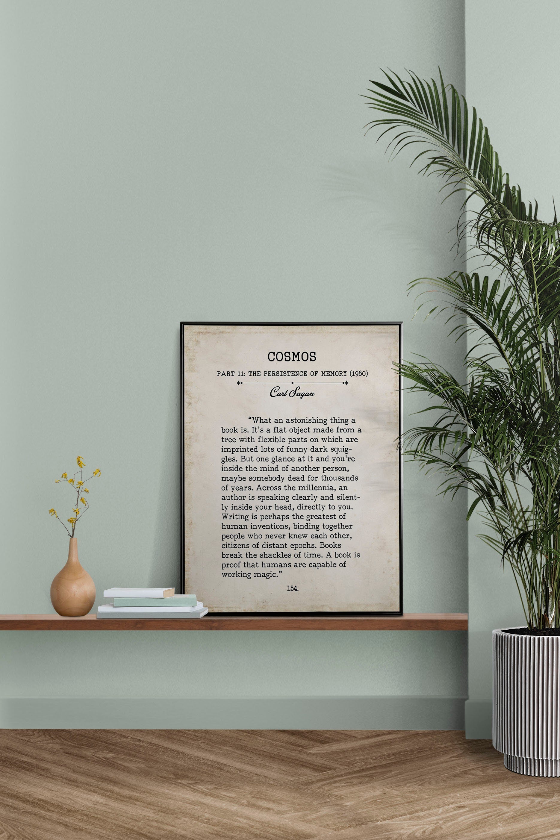 Carl Sagan Book Page Inspirational Wall Art, What An Astonishing Thing A Book Is Quote Vintage Style Print Wall Decor
