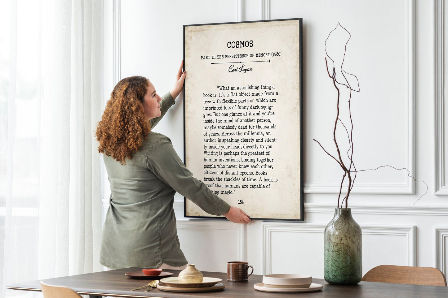 Carl Sagan Book Page Inspirational Wall Art, What An Astonishing Thing A Book Is Quote Vintage Style Print Wall Decor