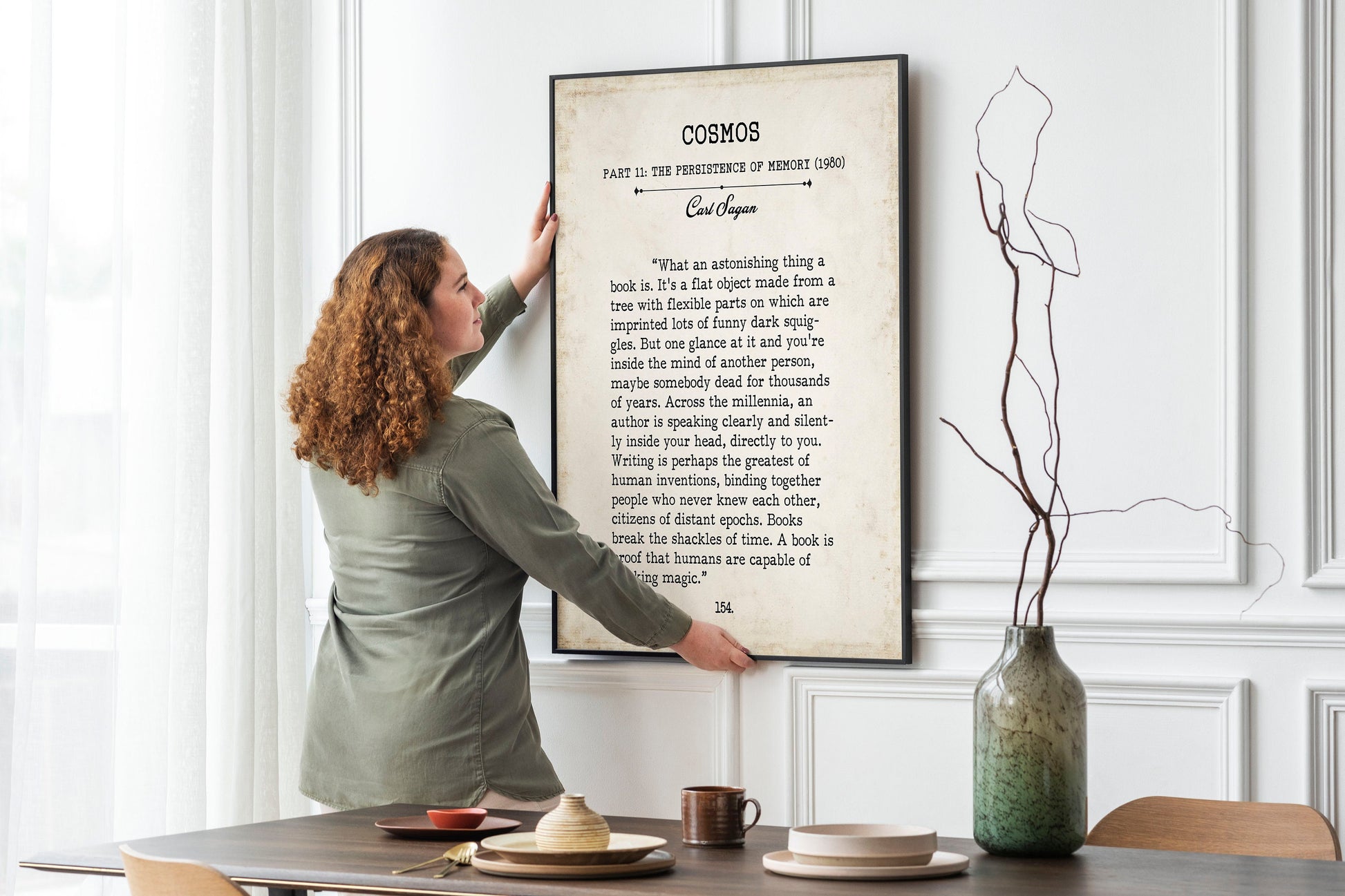 Carl Sagan Book Page Inspirational Wall Art, What An Astonishing Thing A Book Is Quote Vintage Style Print Wall Decor