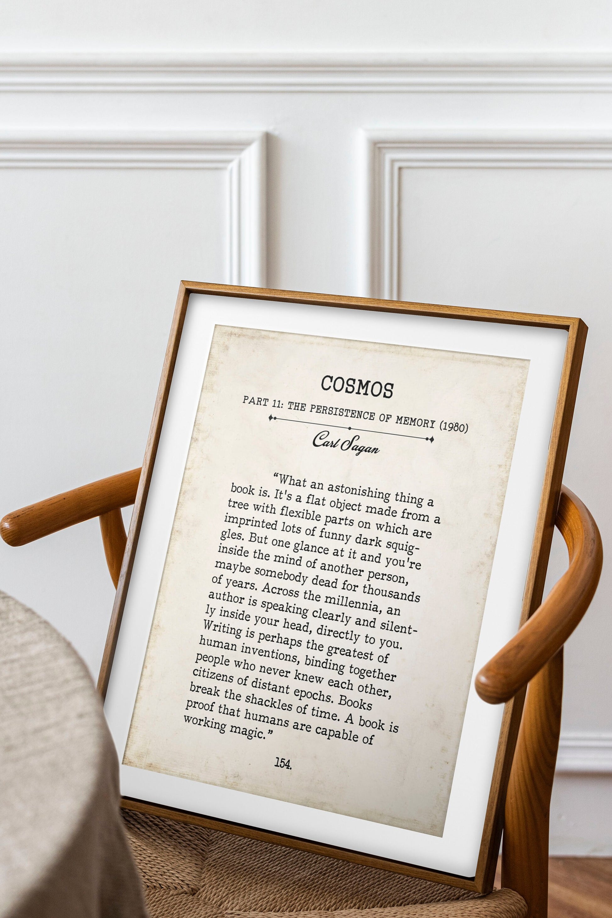 Carl Sagan Book Page Inspirational Wall Art, What An Astonishing Thing A Book Is Quote Vintage Style Print Wall Decor