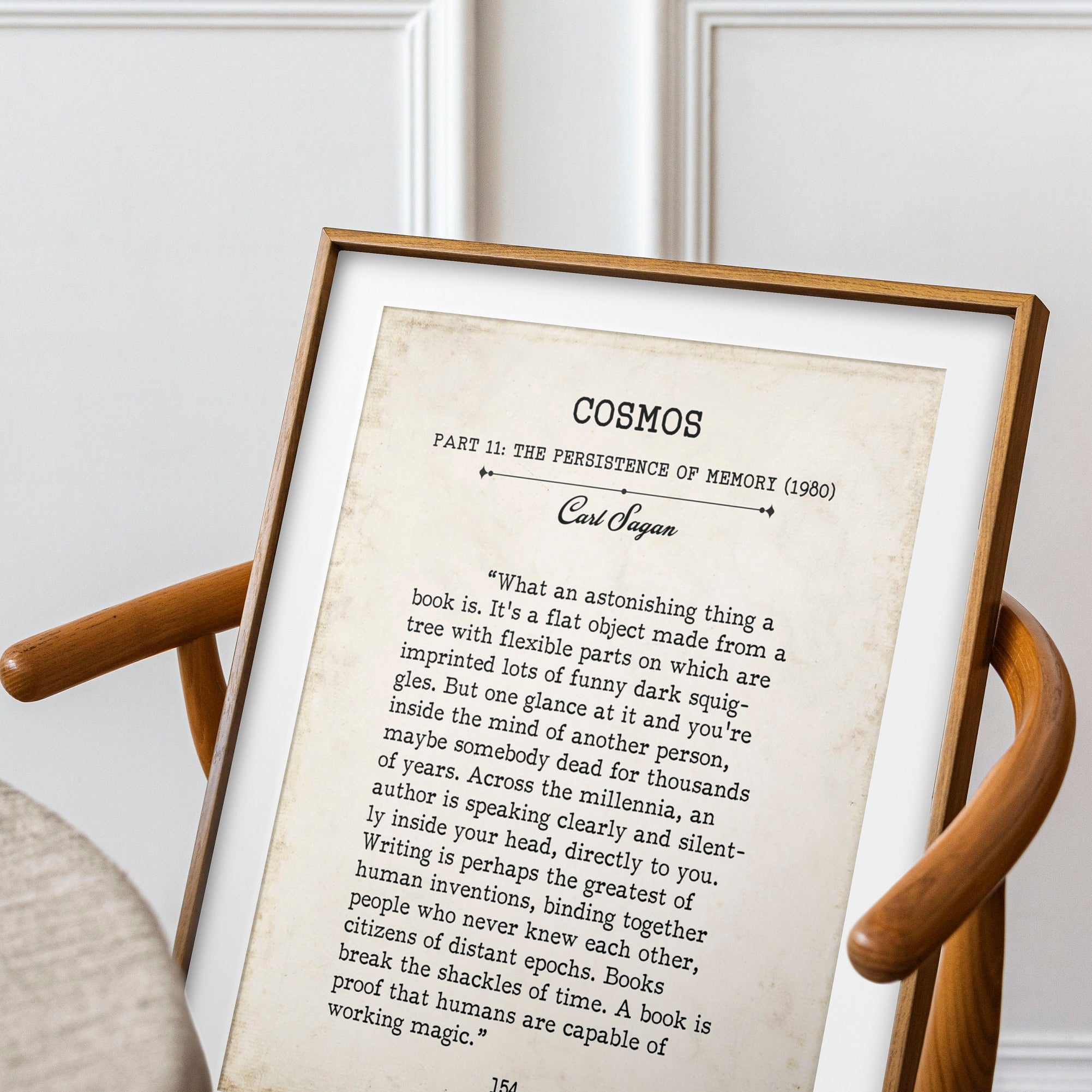 Carl Sagan Book Page Inspirational Wall Art, What An Astonishing Thing A Book Is Quote Vintage Style Print Wall Decor