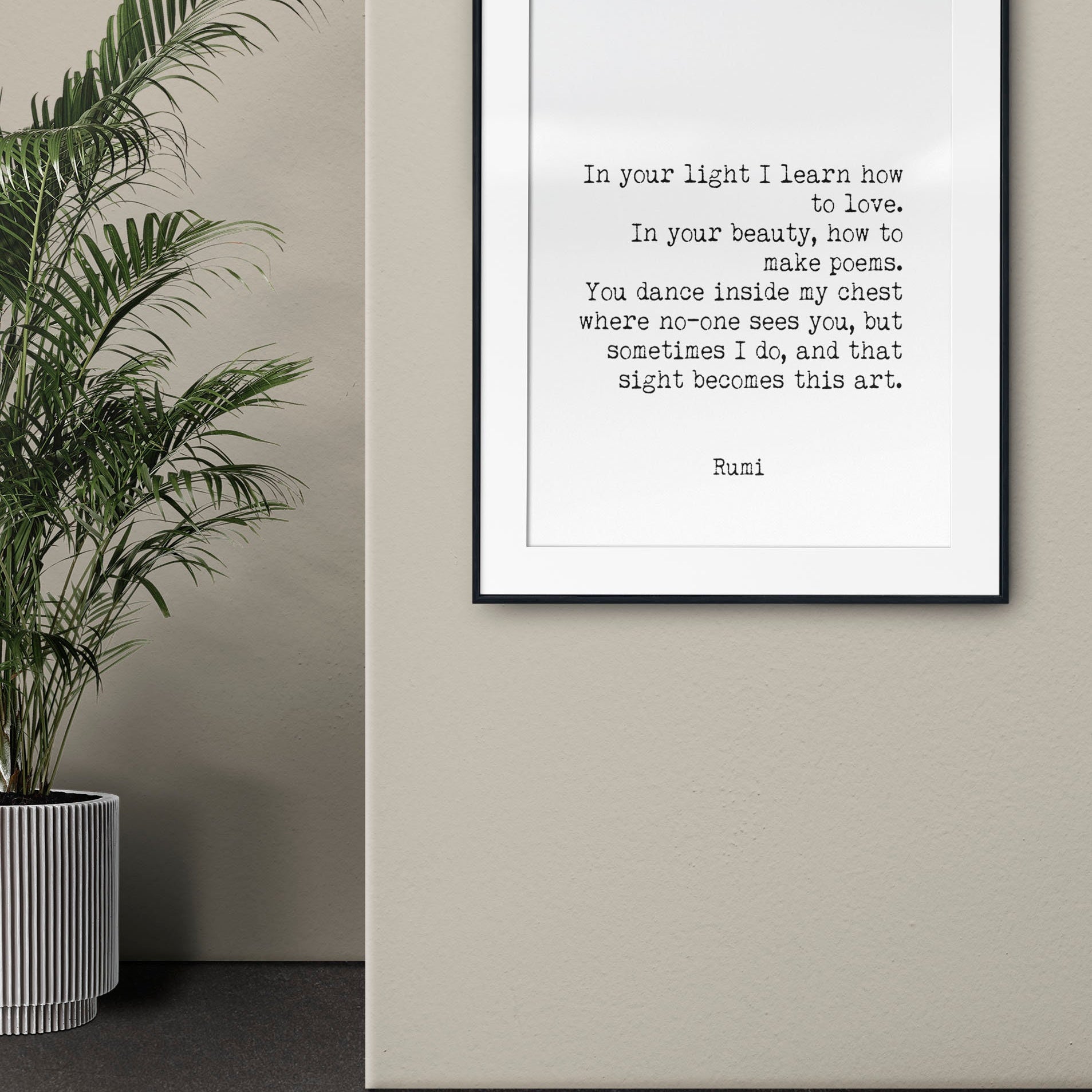 Rumi Quote Print – Inspirational Typewriter Style Wall Art