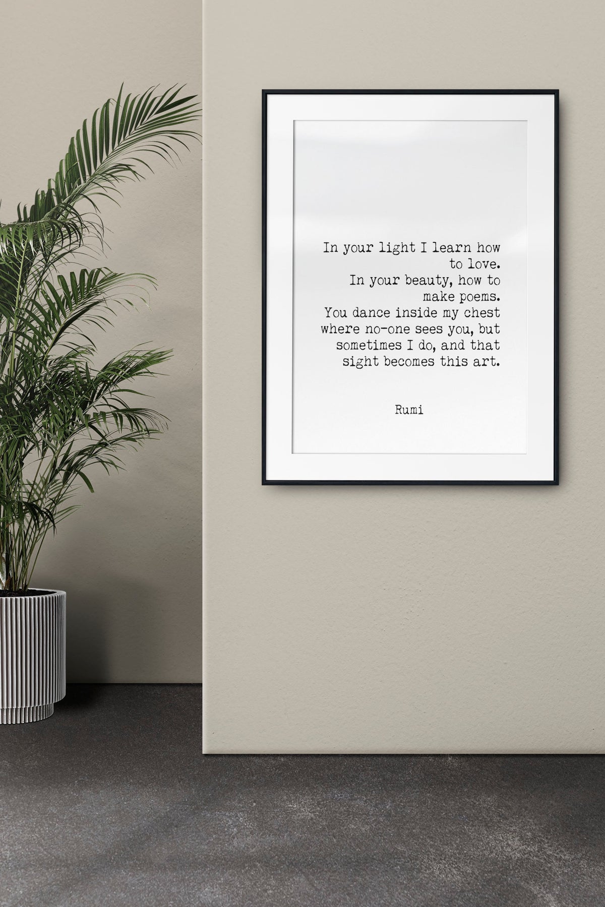 Rumi Love Quote Print | Romantic Poetry Wall Art | Minimalist Typewriter Style Home Decor