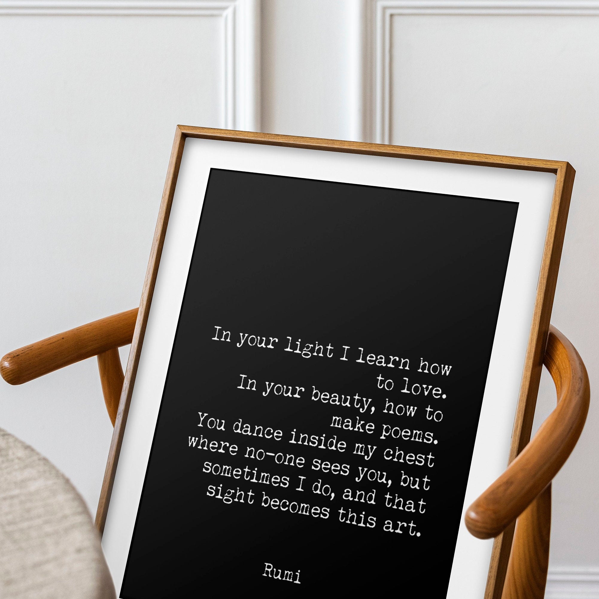 Rumi Love Quote Print | Romantic Poetry Wall Art | Minimalist Typewriter Style Home Decor