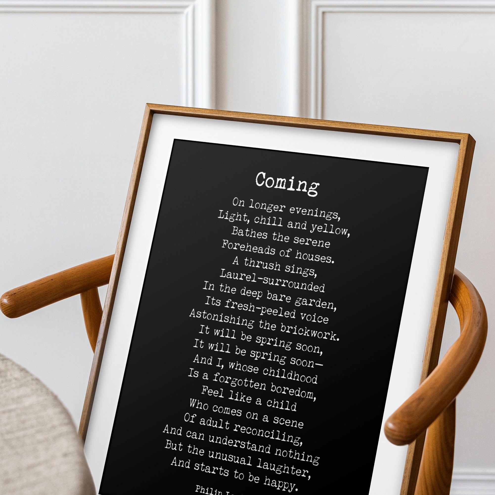 Phillip Larkin Inspirational Print, Coming Poem