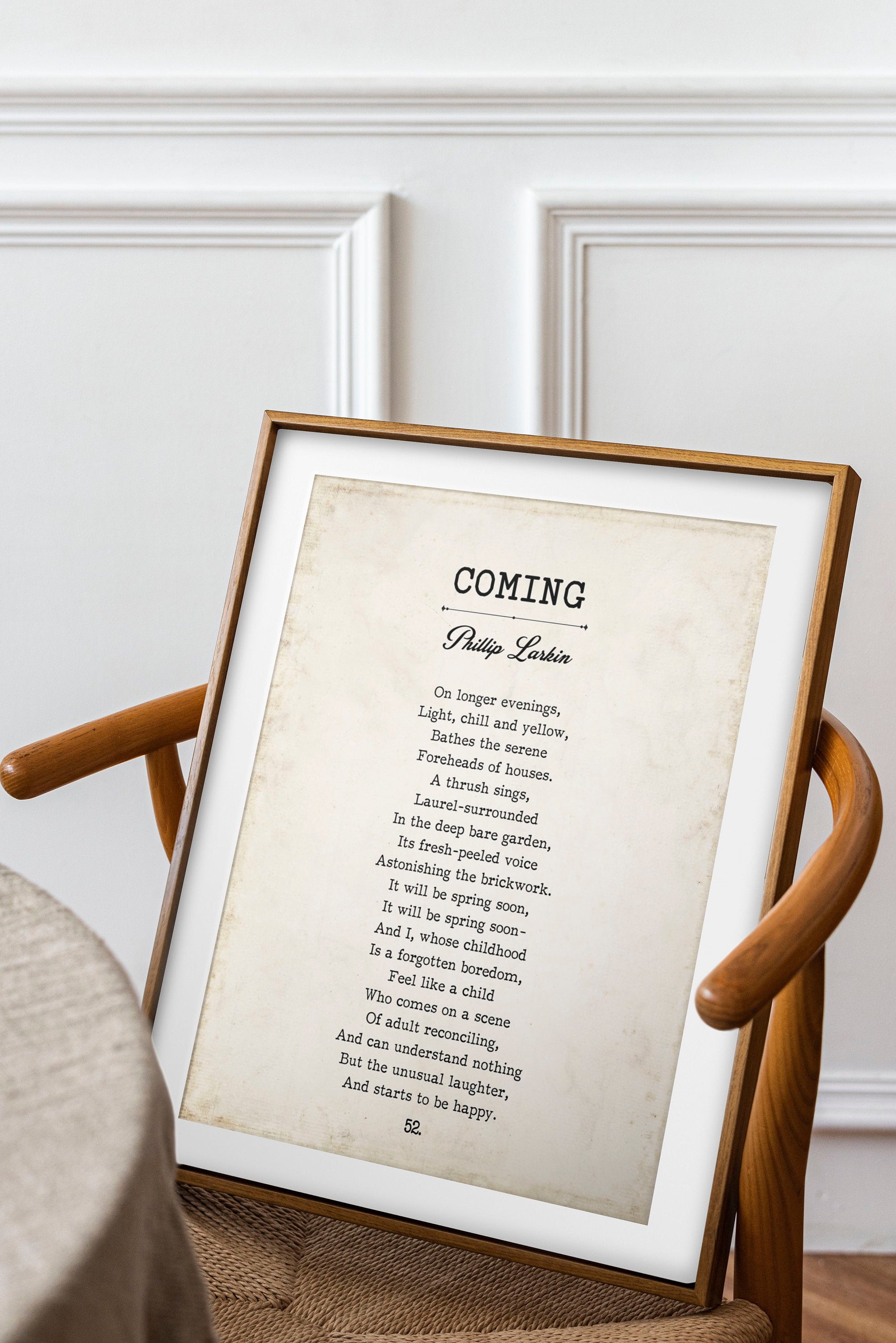 Coming Poem by Phillip Larkin Inspirational Print, Poetry Vintage Book Page Art Print, It Will Be Spring Soon Wall Art Unframed and Framed