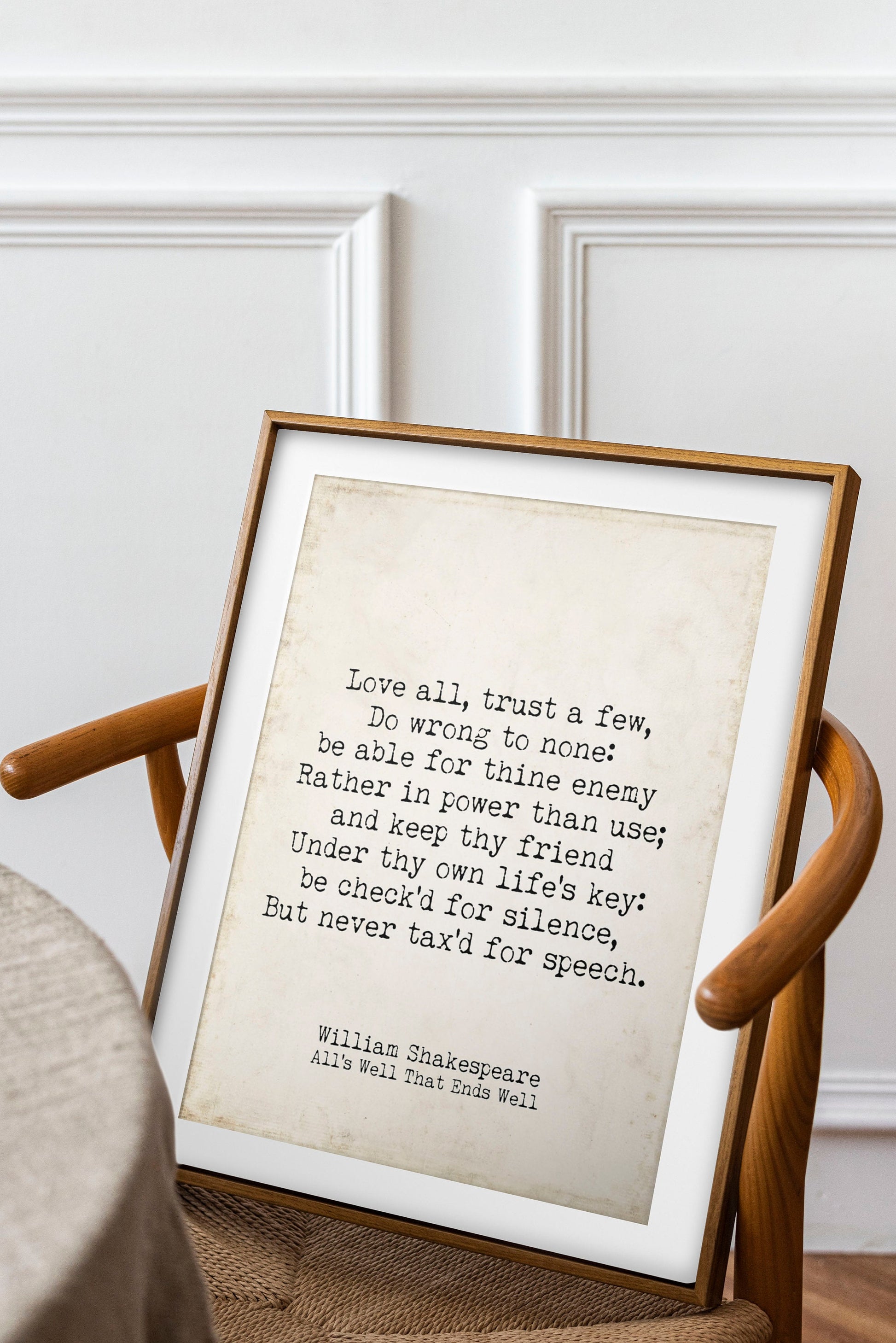 Shakespeare Quote From All's Well That Ends Well, Inspirational Gift Idea