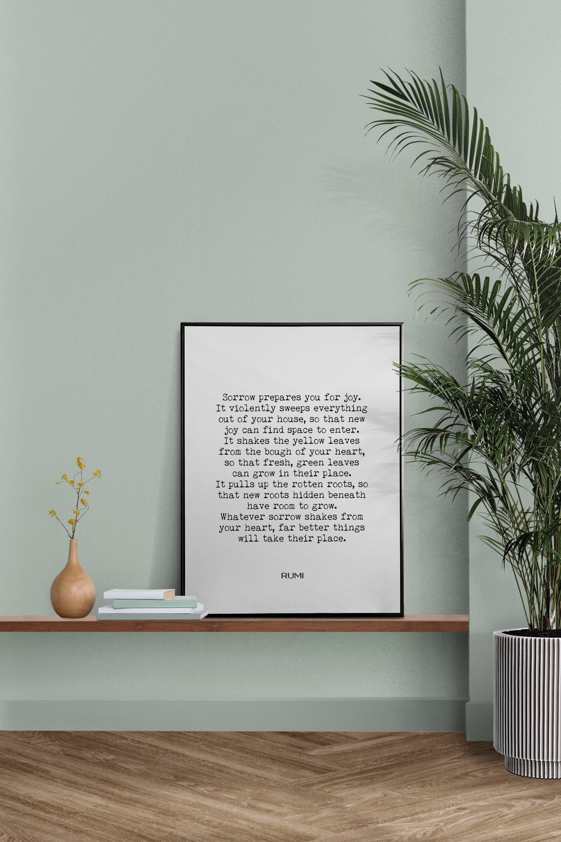 Rumi Quote Print – “Sorrow Prepares You for Joy” Minimalist Literary Wall Art