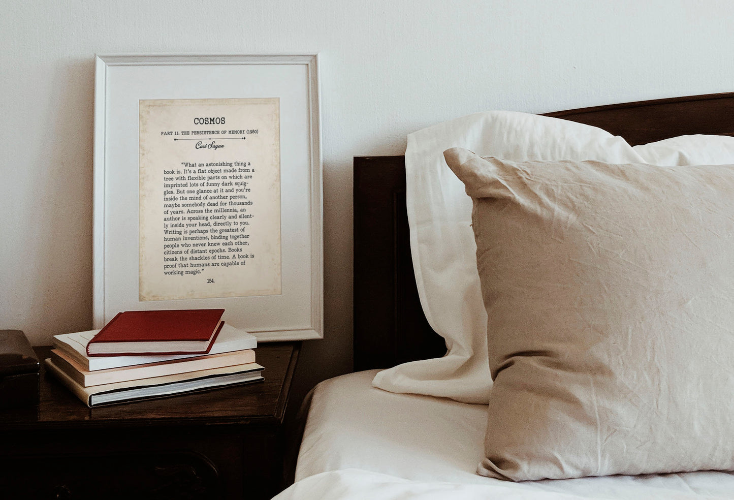 Carl Sagan Book Page Inspirational Wall Art, What An Astonishing Thing A Book Is Quote Vintage Style Print Wall Decor