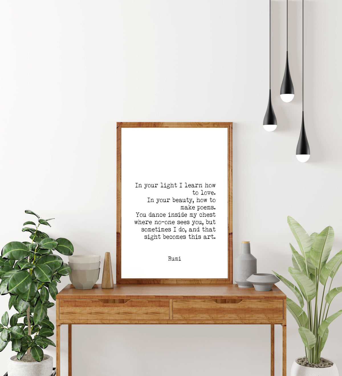 Rumi Love Quote Print | Romantic Poetry Wall Art | Minimalist Typewriter Style Home Decor